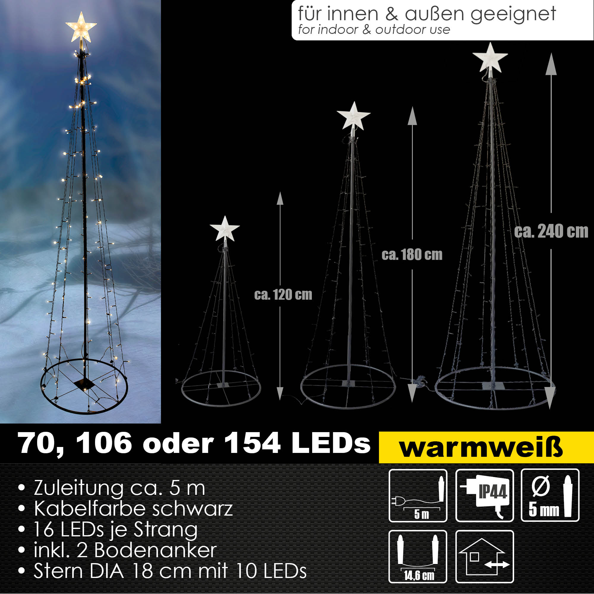 LED Lichterbaum Stern 120-240 cm Tannenbaum Dekobaum Leuchtbaum Outdoor Indoor