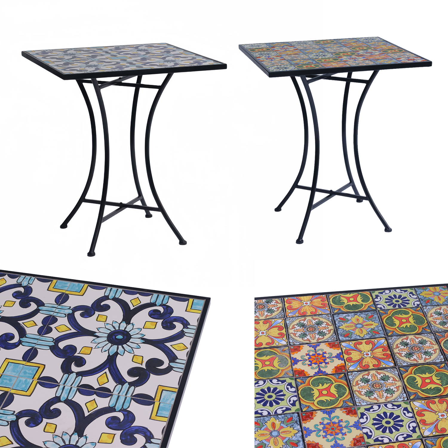 Mosaik Mosaiktisch Gartentisch quadratisch Bistro Farbe wählbar