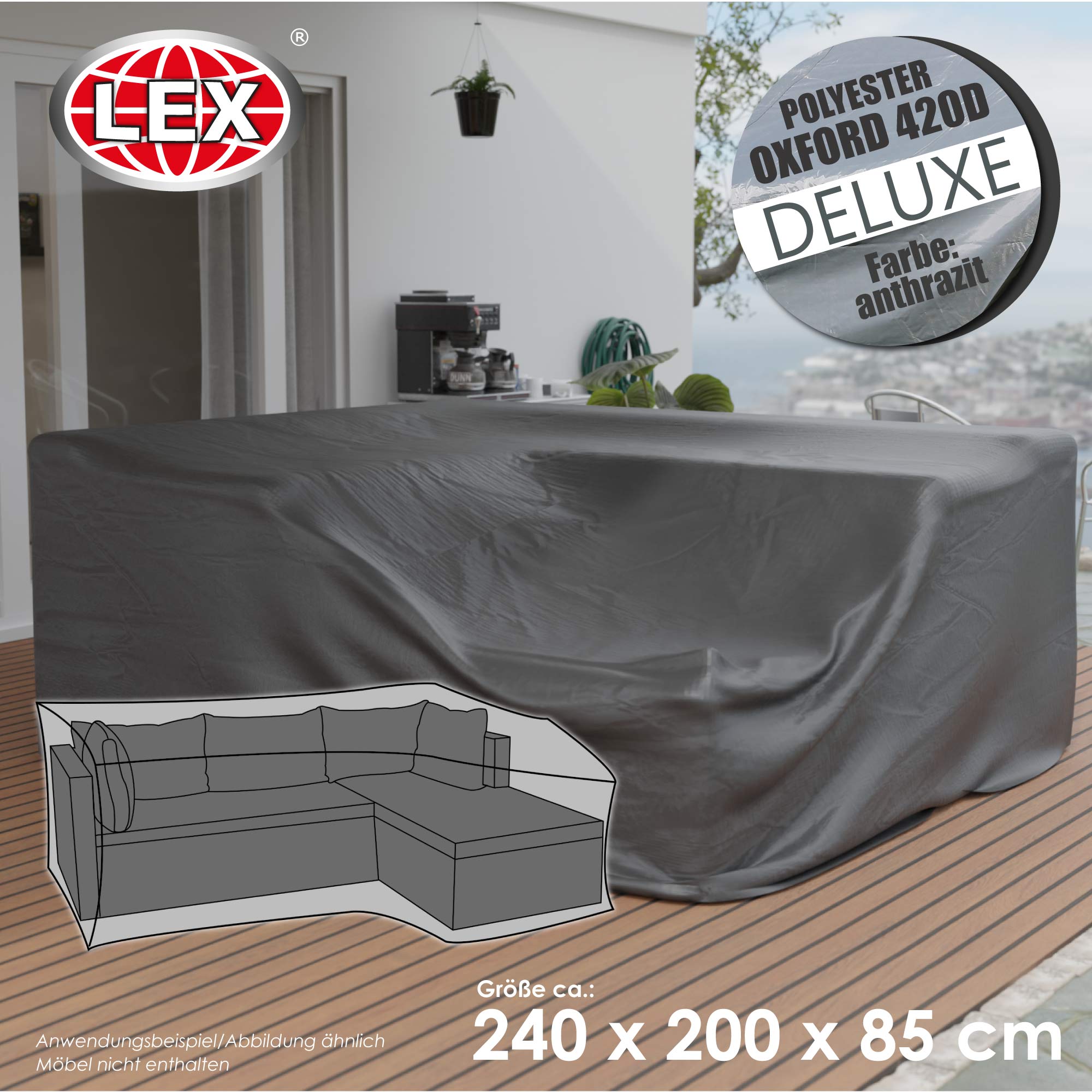 Schutzhülle Deluxe für Lounge Möbel 240x200x85cm Abdeckhaube Schutzplane Haube
