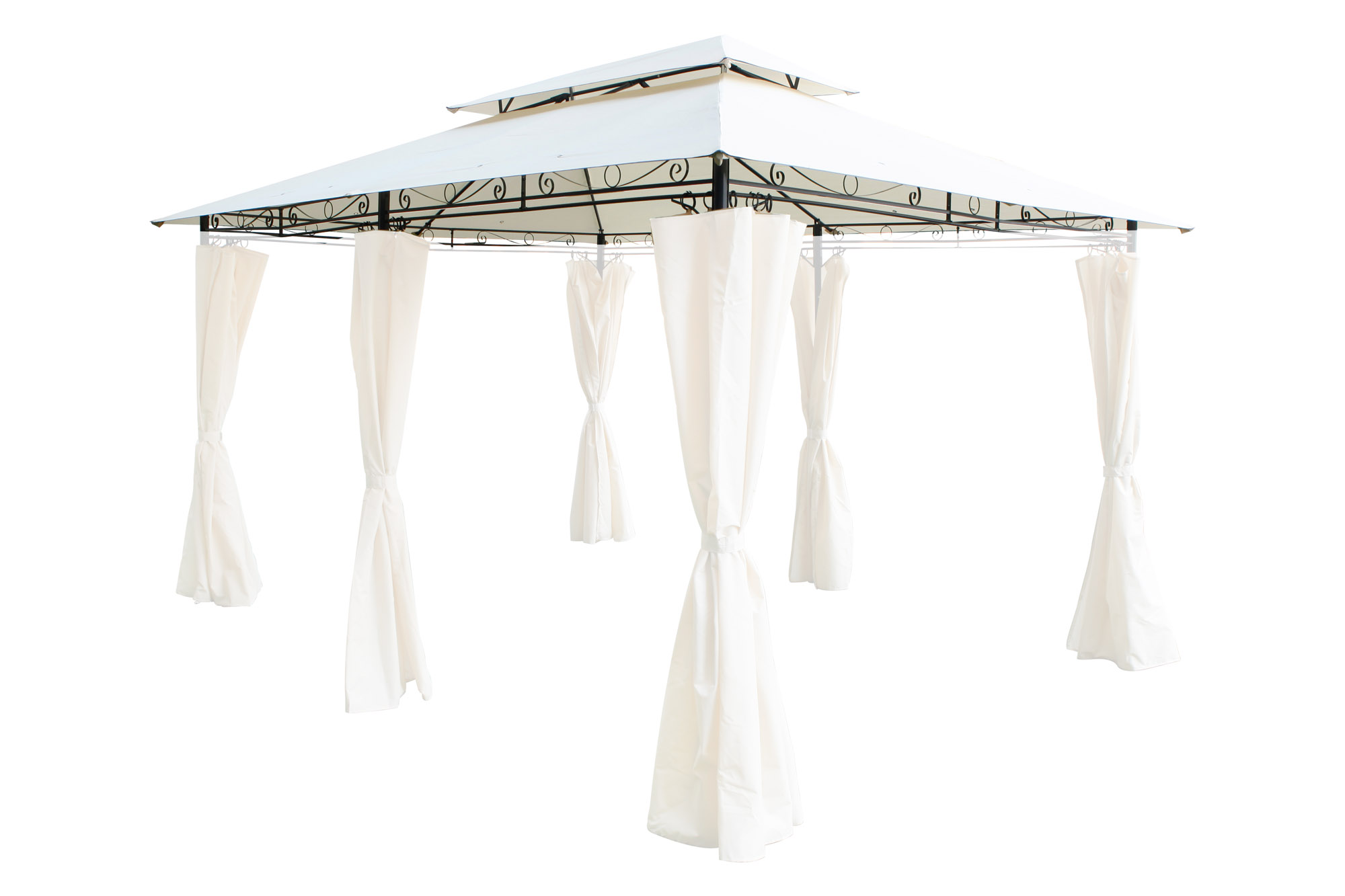Ersatzdach Pavillon 4x3m wasserdicht Gartenpavillon Doppeldach beige