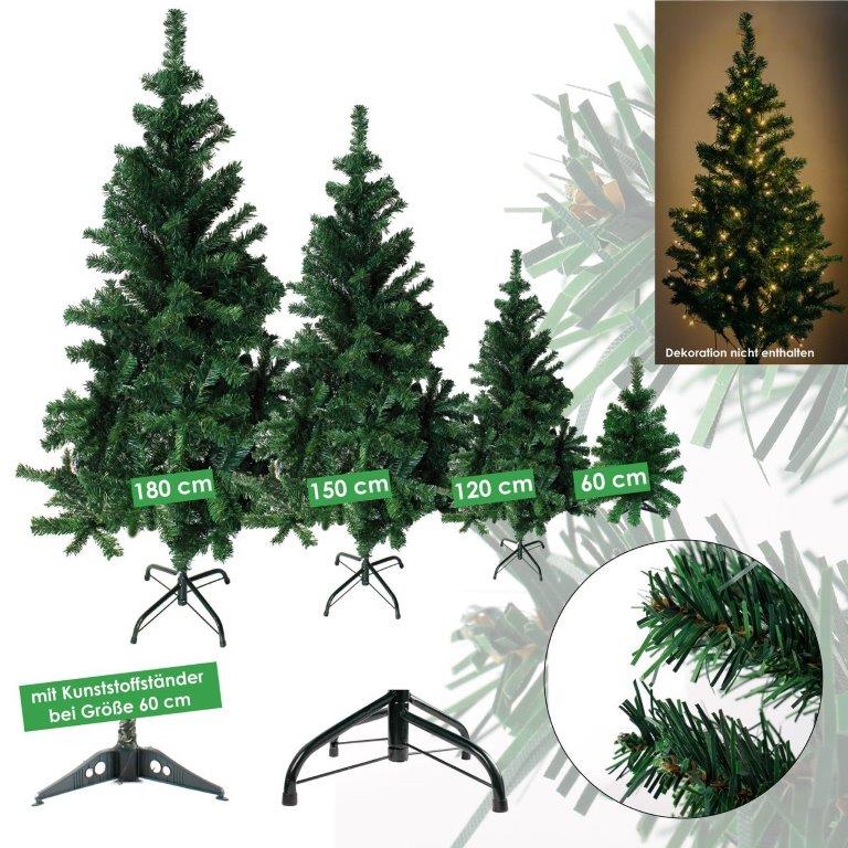 Künstlicher Weihnachtsbaum grün Tannenbaum Christbaum inkl. Ständer 60-180cm