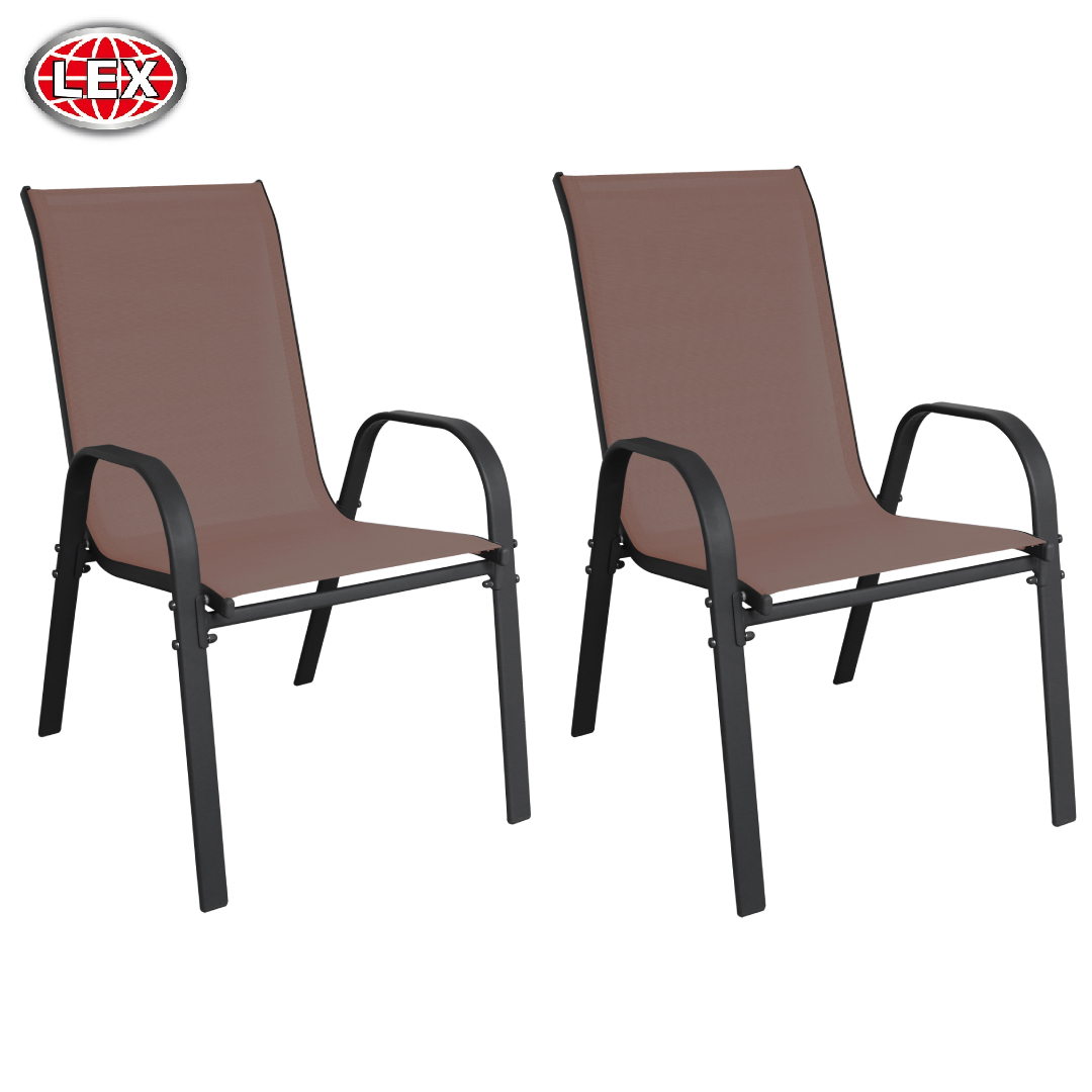 2er Set Stapelsessel Gartensessel Gartenstuhl Stapelstuhl Balkon schokobraun