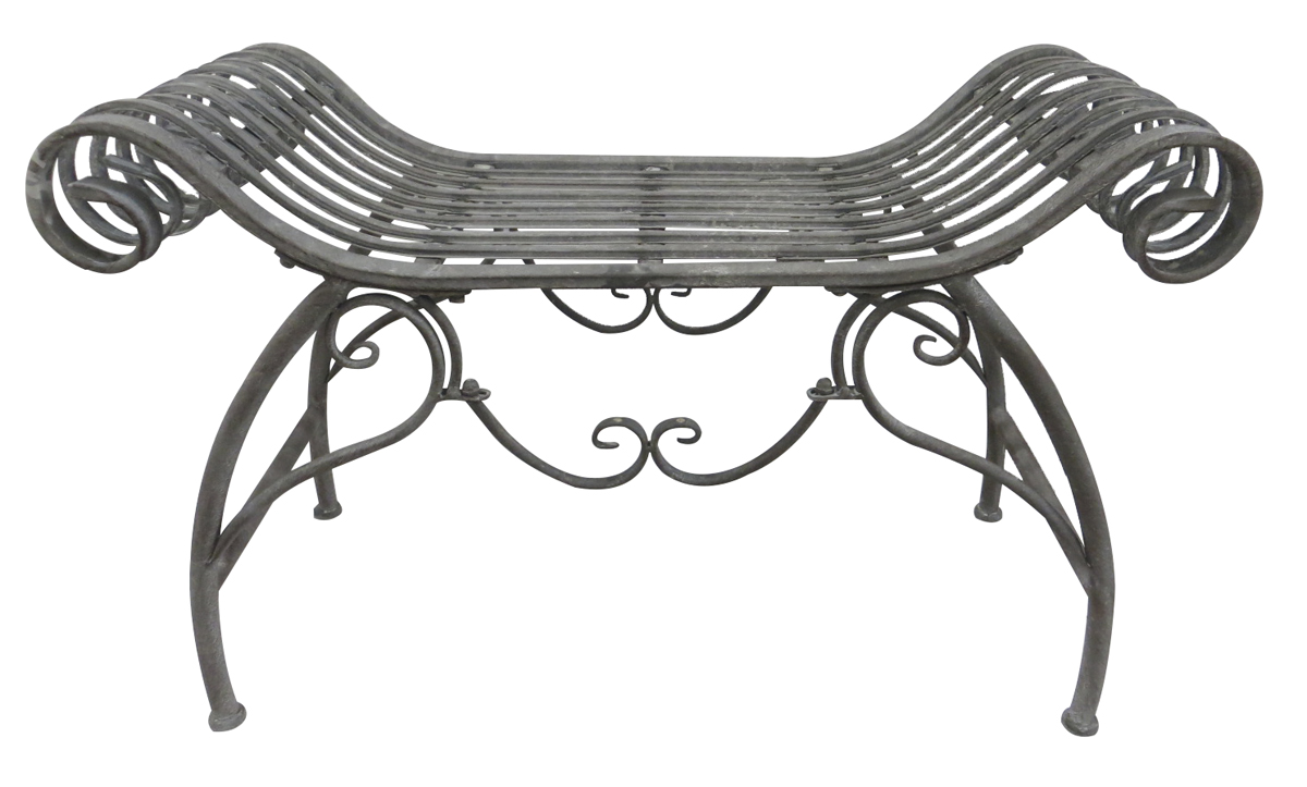 Sitzbank Eisenbank Gartenbank Metallbank Gartenmöbel Antik Design Deko grau