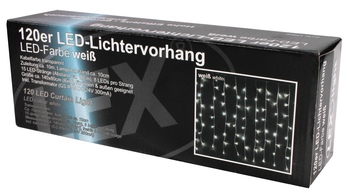 120er LED Lichtervorhang Lichterkette Außen Innen Weihnachtsbeleuchtung weiß