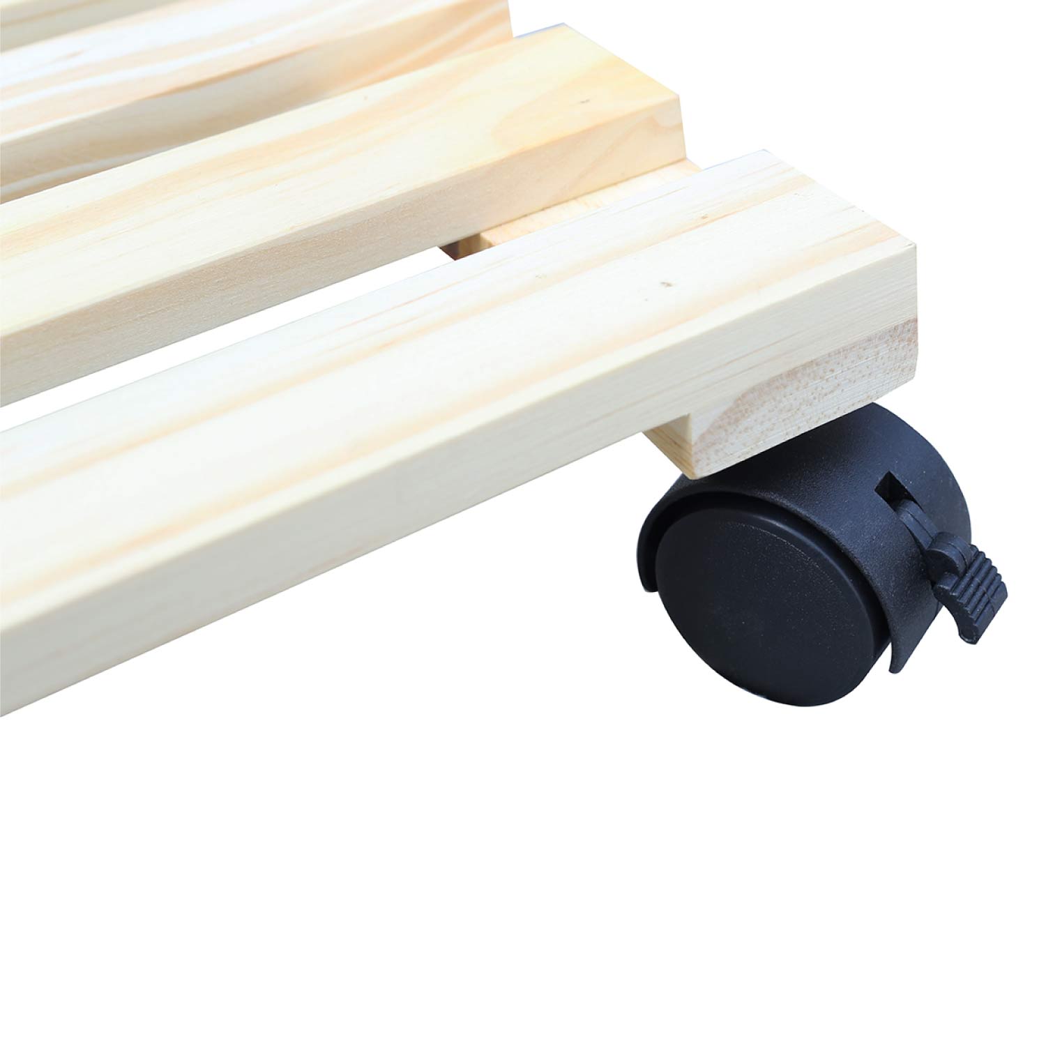 2er Set Pflanzenroller Blumenroller Untersetzer Rollbrett Kieferholz 360° Multiroller quadratisch