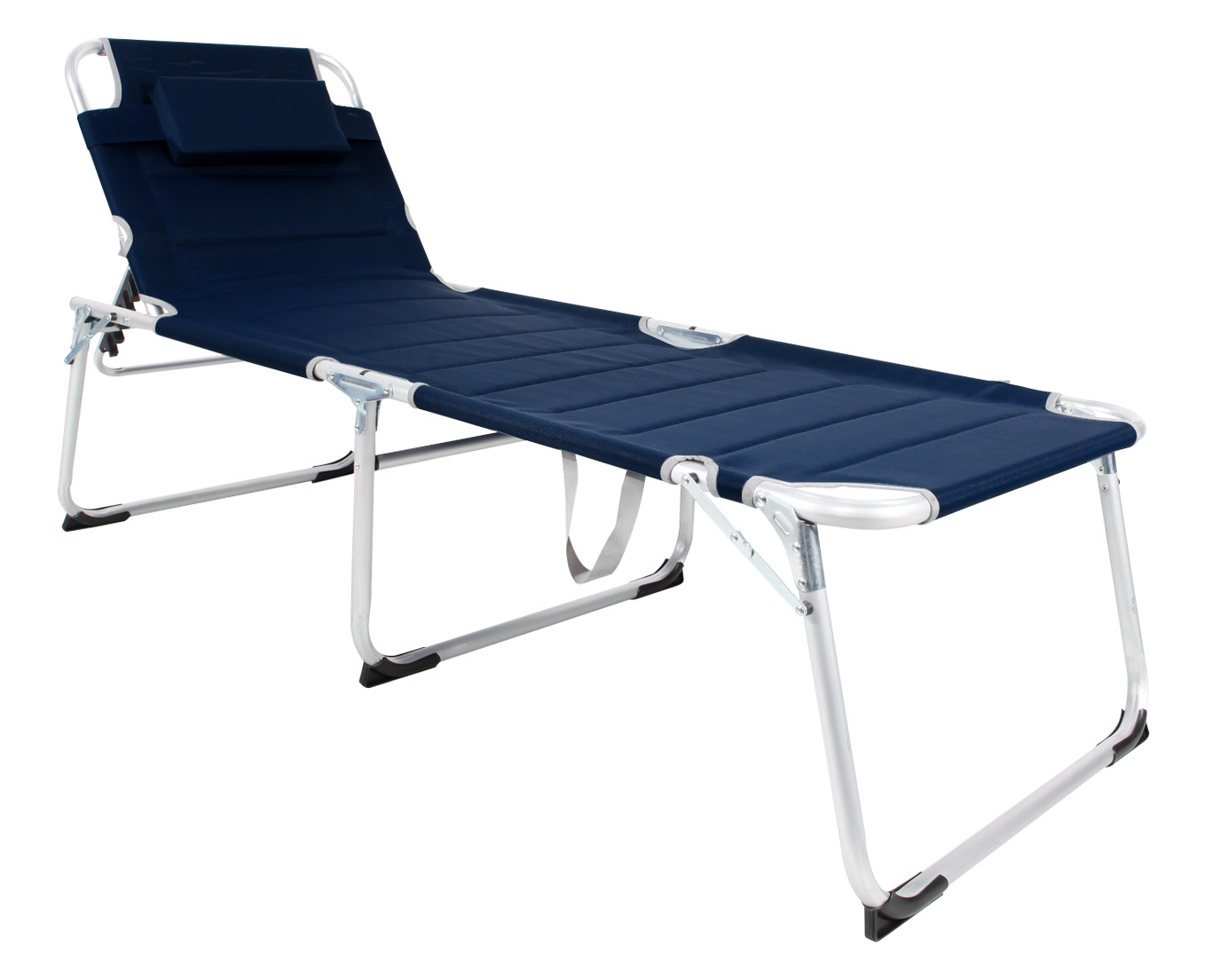 XXL Aluminium Gartenliege Sonnenliege gepolstert mit Kopfkissen klappbar 200 cm Dunkelblau