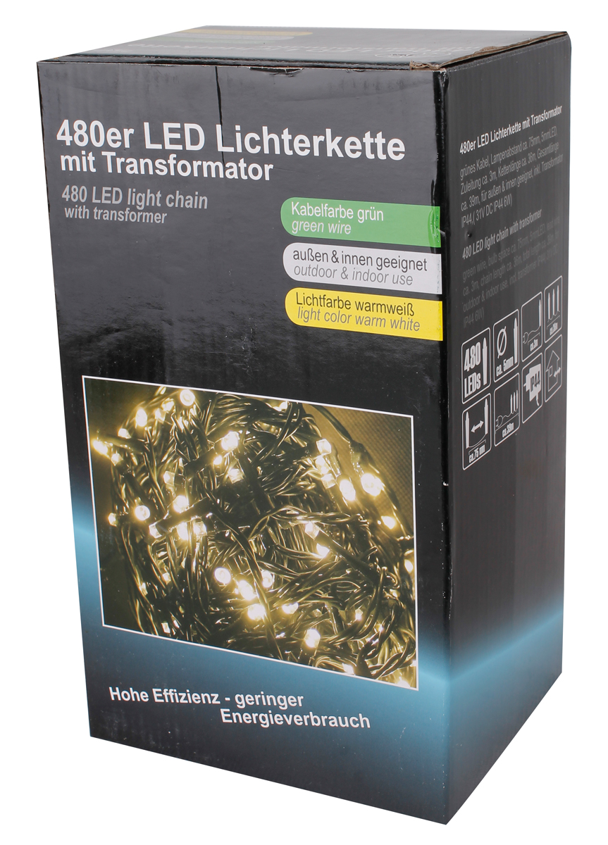 480er LED Lichterkette für Außen Innen Deko IP44 Weihnachtslichterkette warmweiß