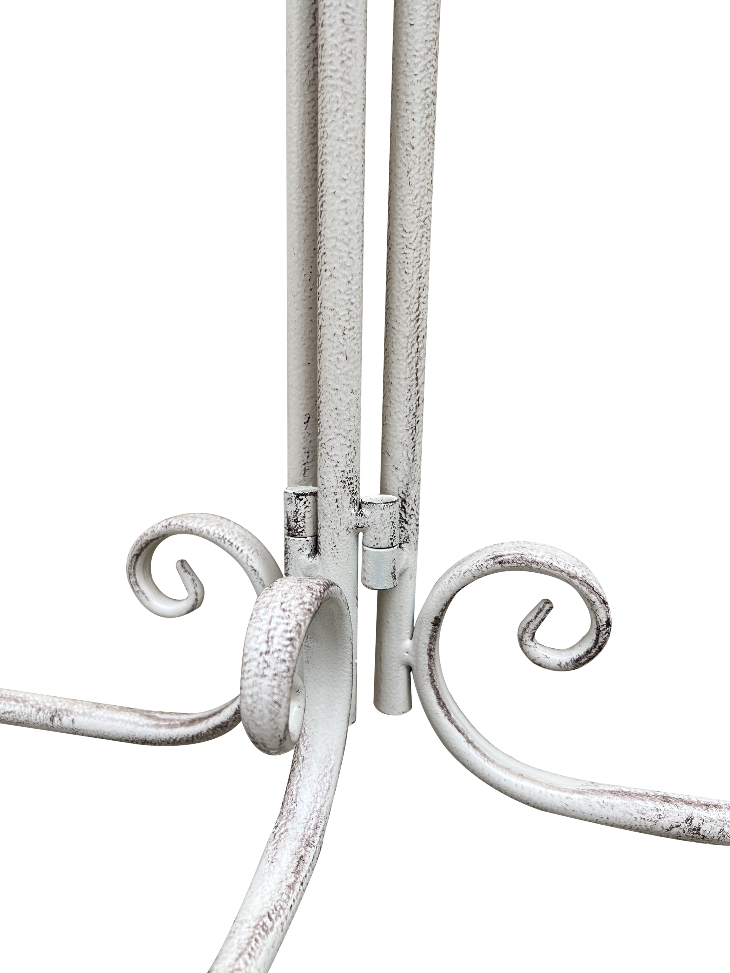 Beistelltisch Metalltisch Garten Vintage Style halbrund klappbar antik-weiß