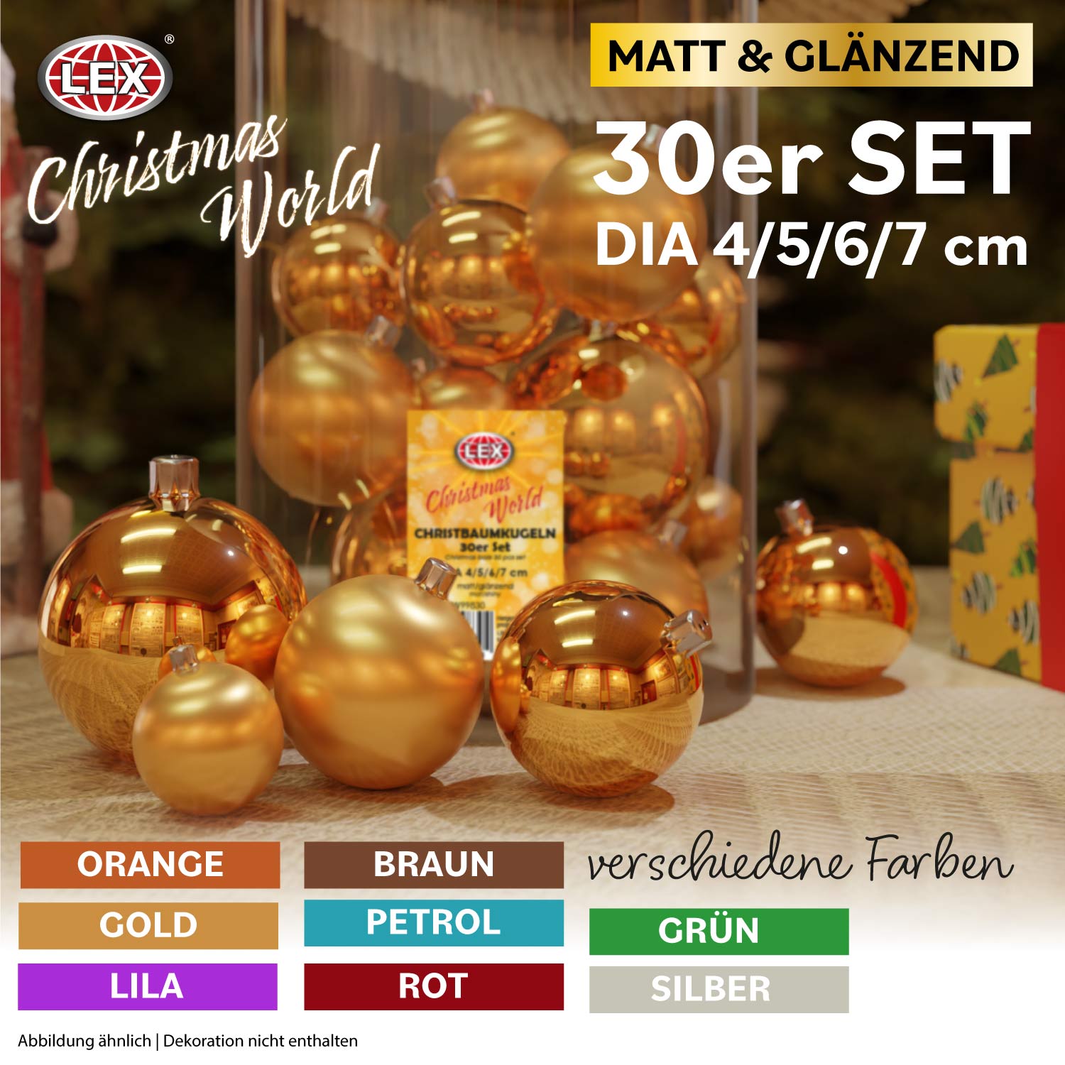 Christbaumkugeln 30 Stück Weihnachtskugeln Box Weihnachtsdeko Baumschmuck