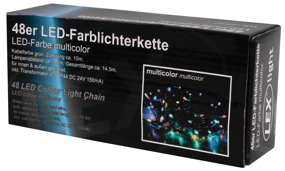 48er LED Lichterkette Außen Innen Partylichterkette Weihnachtslichterkette bunt