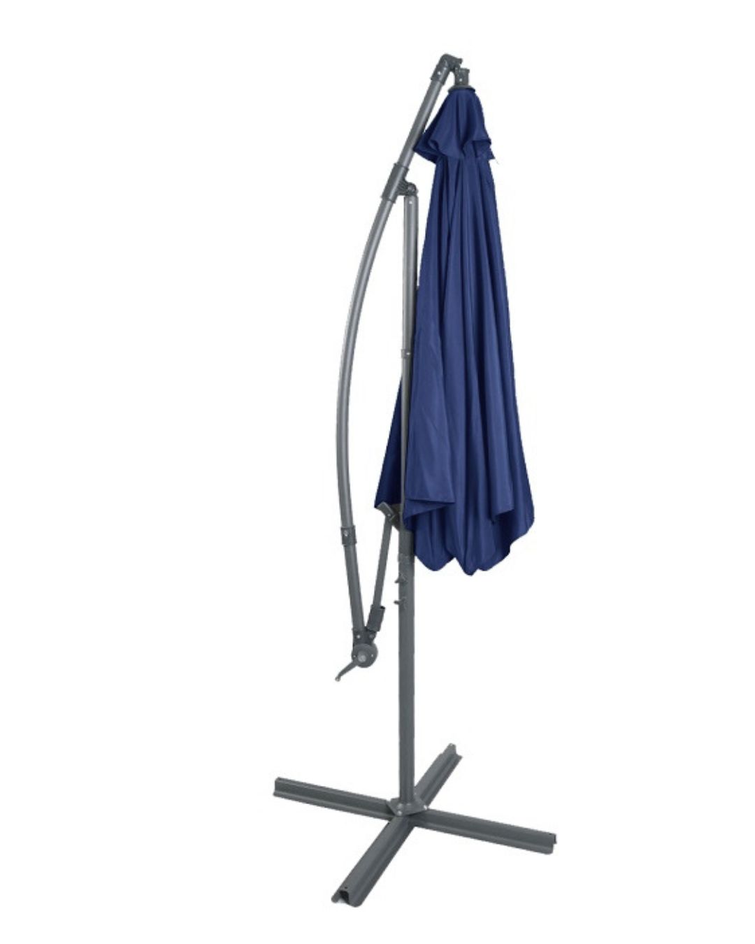 Alu Sonnenschirm Ampelschirm Ø 3m UV30+ Kurbelschirm mit Standfuß Garten blau