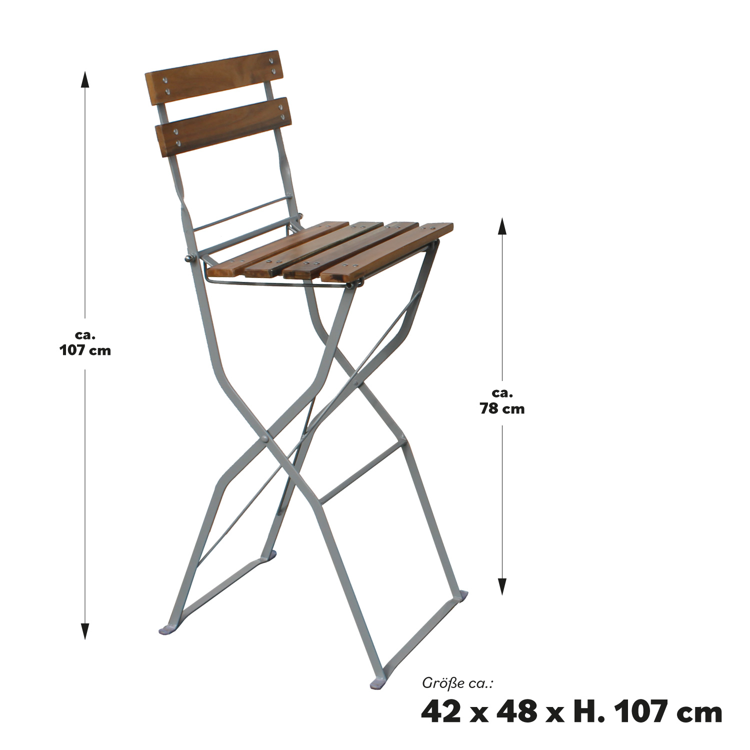 Biergartenhocker Barhocker Hochstuhl Tresenhocker Akazienholz klappbar 2er Set