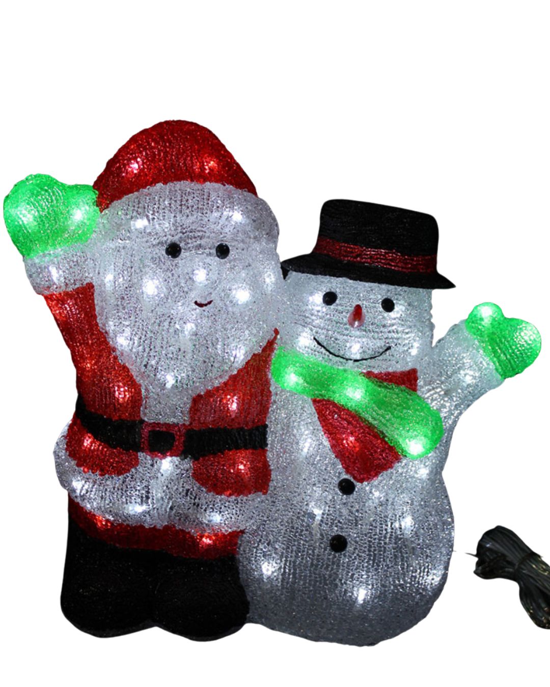 LED Acryl Figur Santa Claus u. Schneemann 38cm beleuchtet 90LEDs Weihnachtsdeko