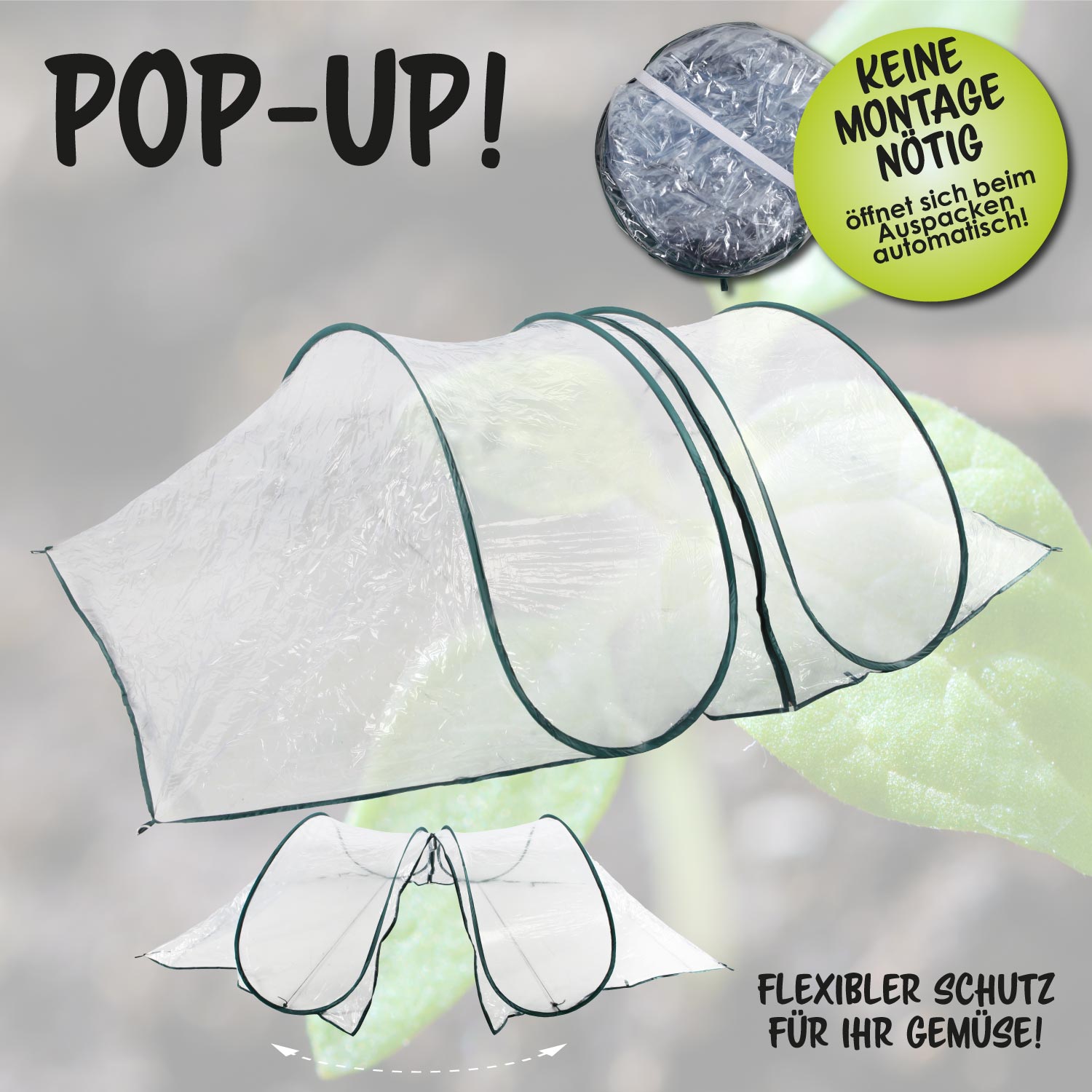 POP-Up Gewächshaus Treibhaus Folien-Frühbeet Reisverschlusstür PVC-Hülle Schutz