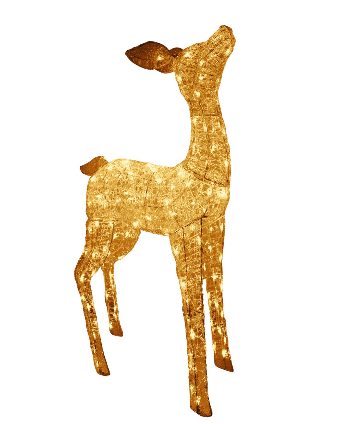 XL LED Acryl Hirschkuh Weihnachtsfigur 104cm beleuchtet Weihnachtsdeko Außen & Innen Gold Warmweiß
