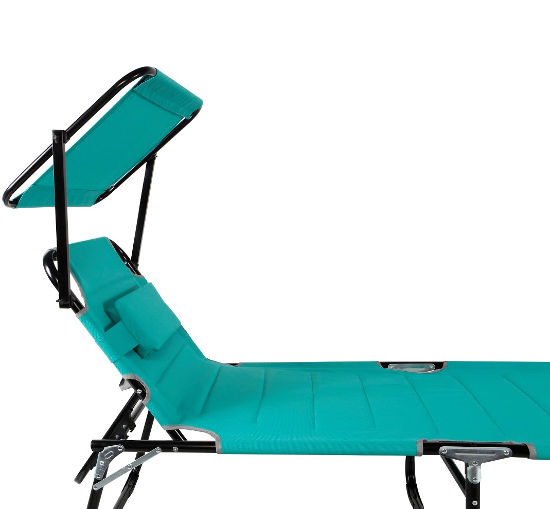 XXL Aluminium Gartenliege Sonnenliege gepolstert mit Kopfkissen Sonnendach 200cm Aqua