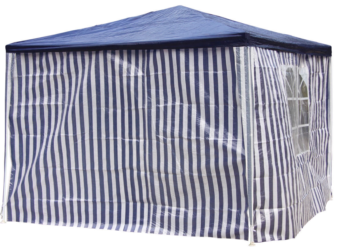2er Set Seitenteile für Pavillon 3x3x2,5m Fenster Seitenwand Faltpavillon Partyzelt blau weiß