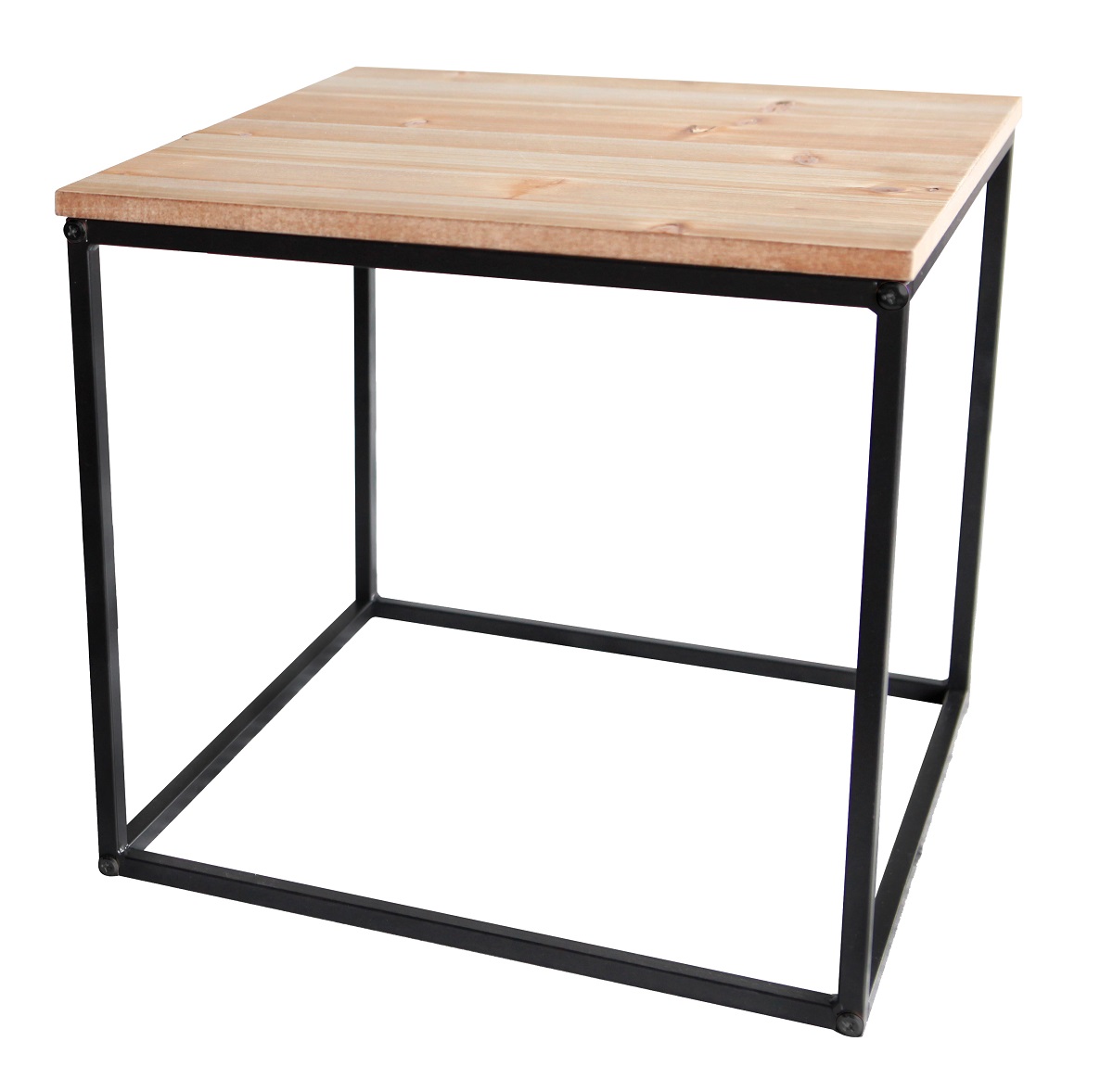 Beistelltisch Metalltisch Holz Kiefer Couchtisch Sofatisch Kaffeetisch 39x39 cm