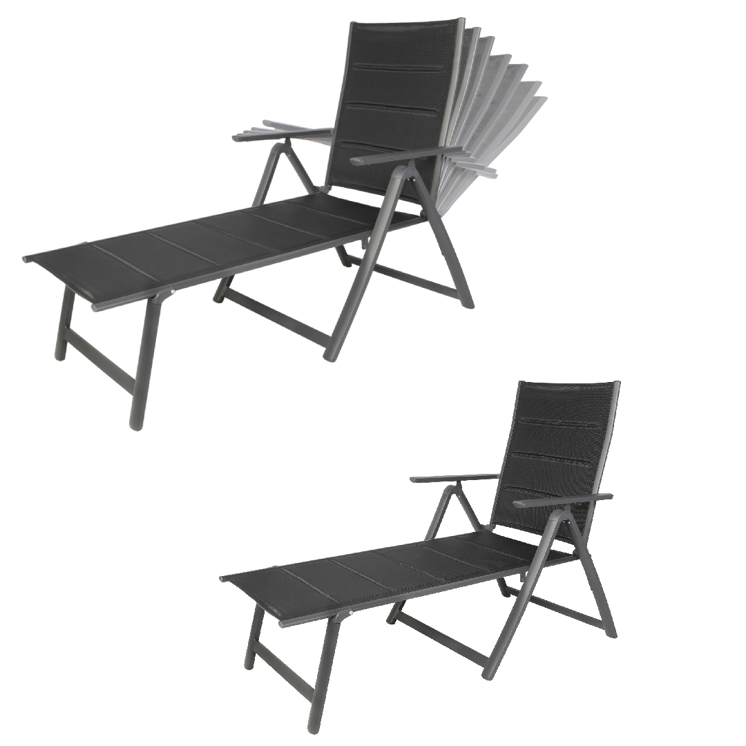 Alu Gartenliege 6-fach neigbar gepolstert Sonnenliege Gartenmöbel Strandliege