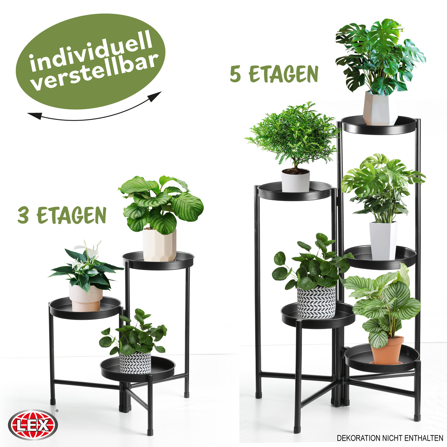 Pflanzenständer Blumentopfständer Pflanzenregal schwarz 3/5 Etagen wählbar