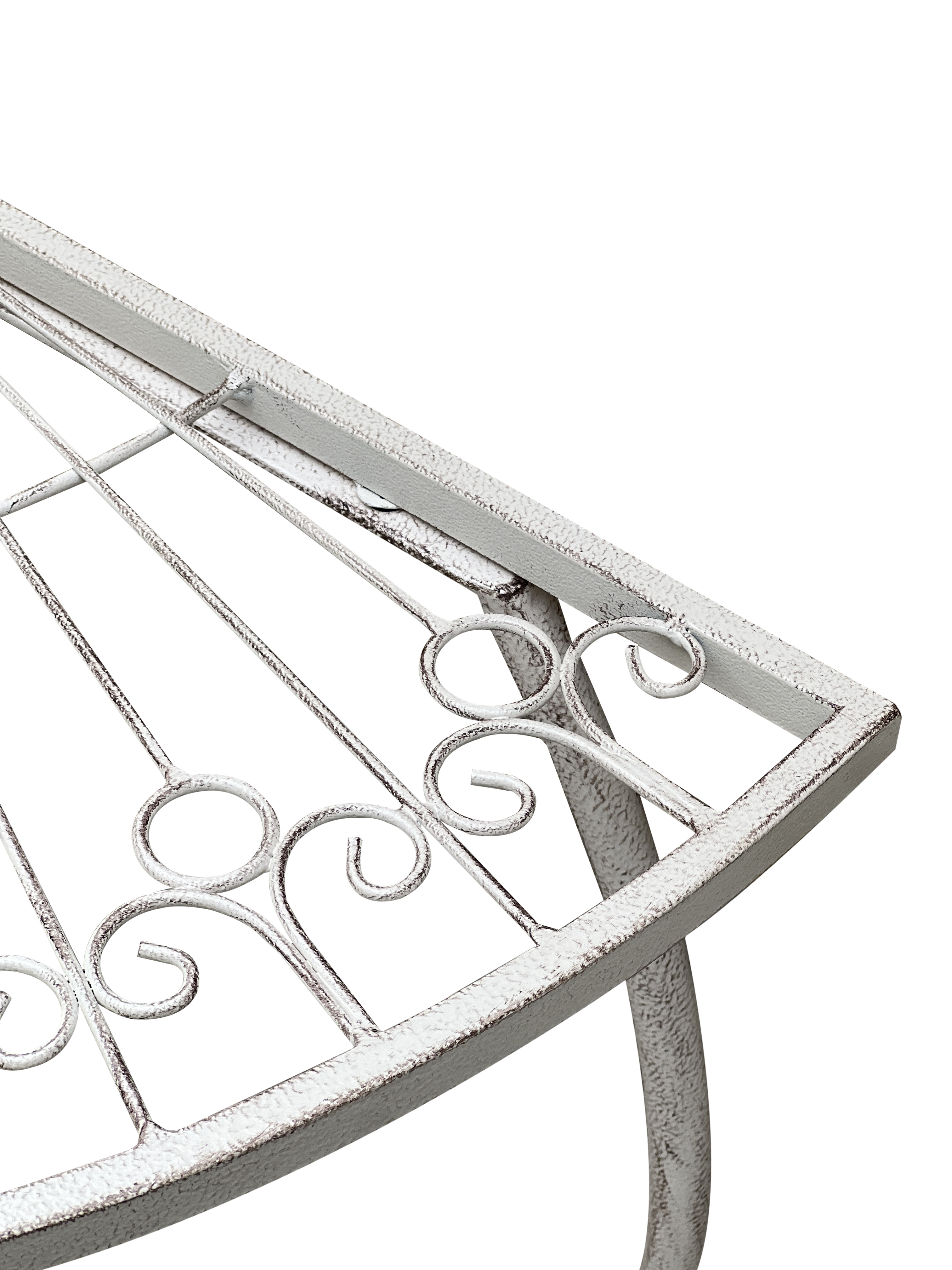Beistelltisch Metalltisch Garten Vintage Style halbrund klappbar antik-weiß