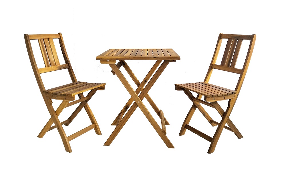 Bistro Set Gartenmöbel 3tlg. klappbar aus Akazienholz Balkon Set Sitzgruppe Holz