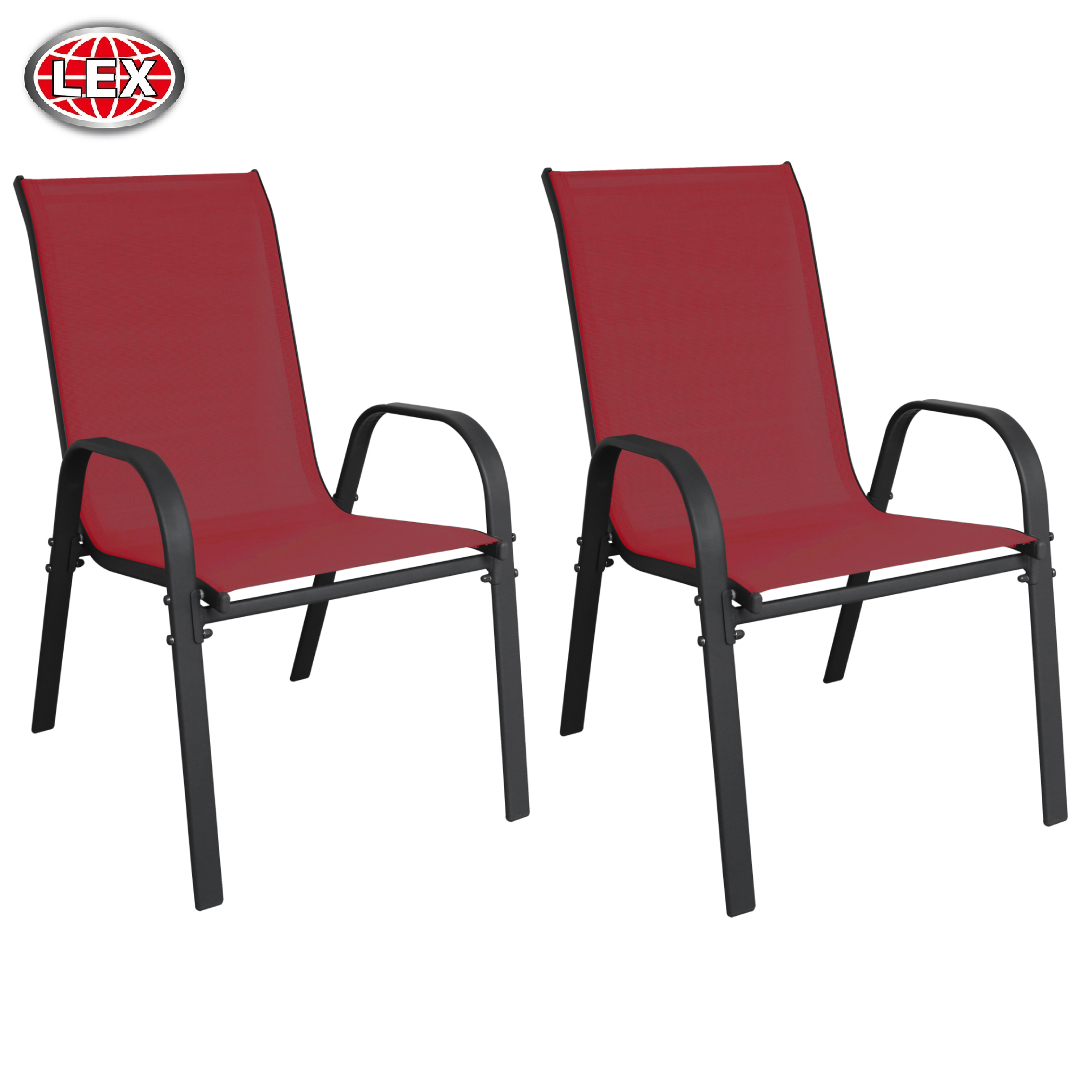 2er Set Stapelsessel Gartensessel Gartenstuhl Stapelstuhl Balkon burgundrot