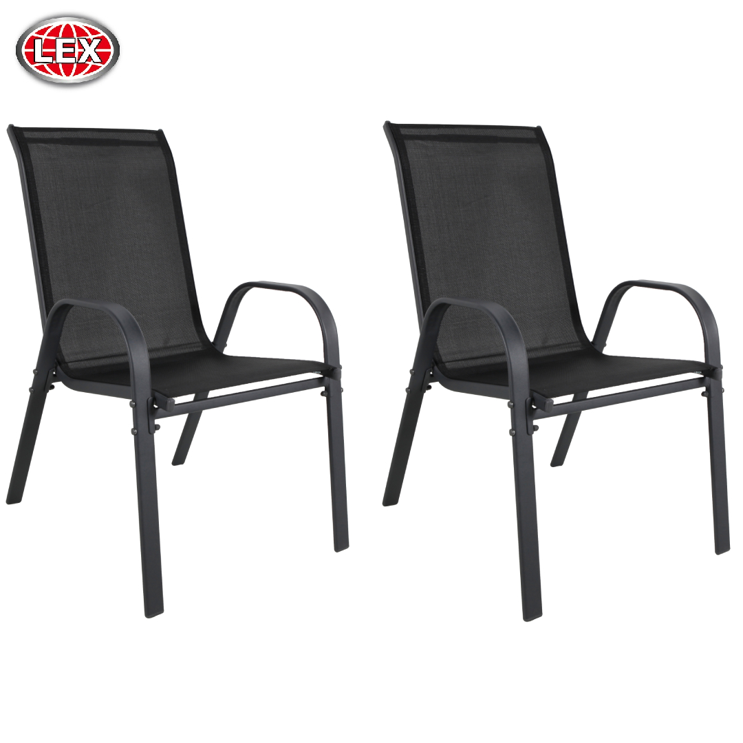 2er Set Stapelsessel Gartensessel Gartenstuhl Stapelstuhl Balkon schwarz