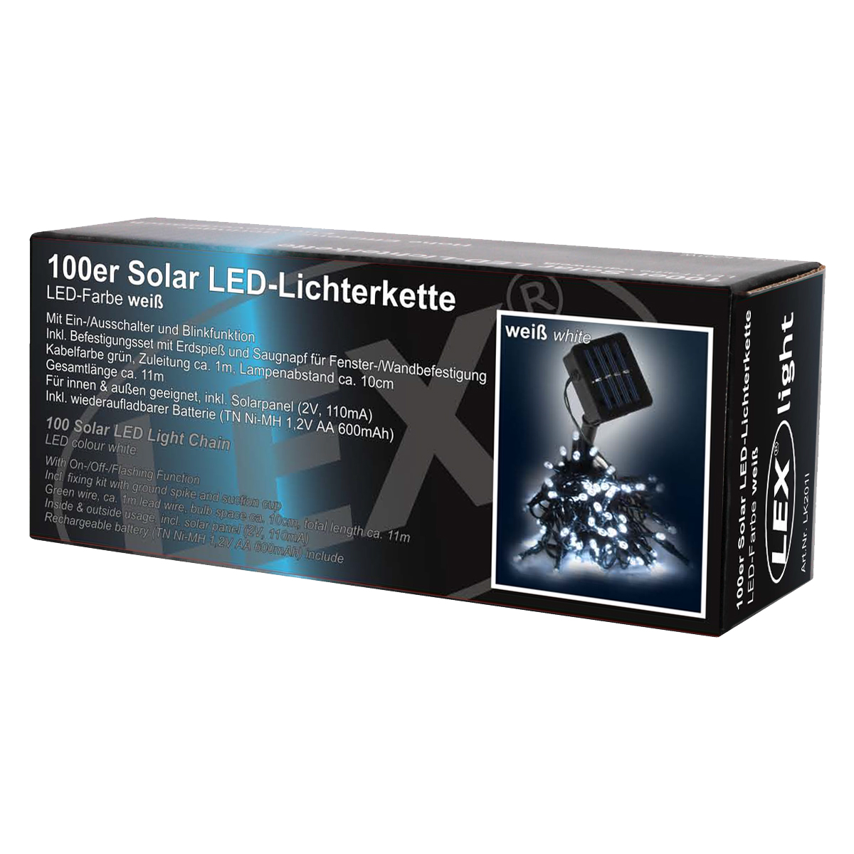 100er Solar LED Lichterkette Innen Außen Gartenbeleuchtung Party Outdoor weiß