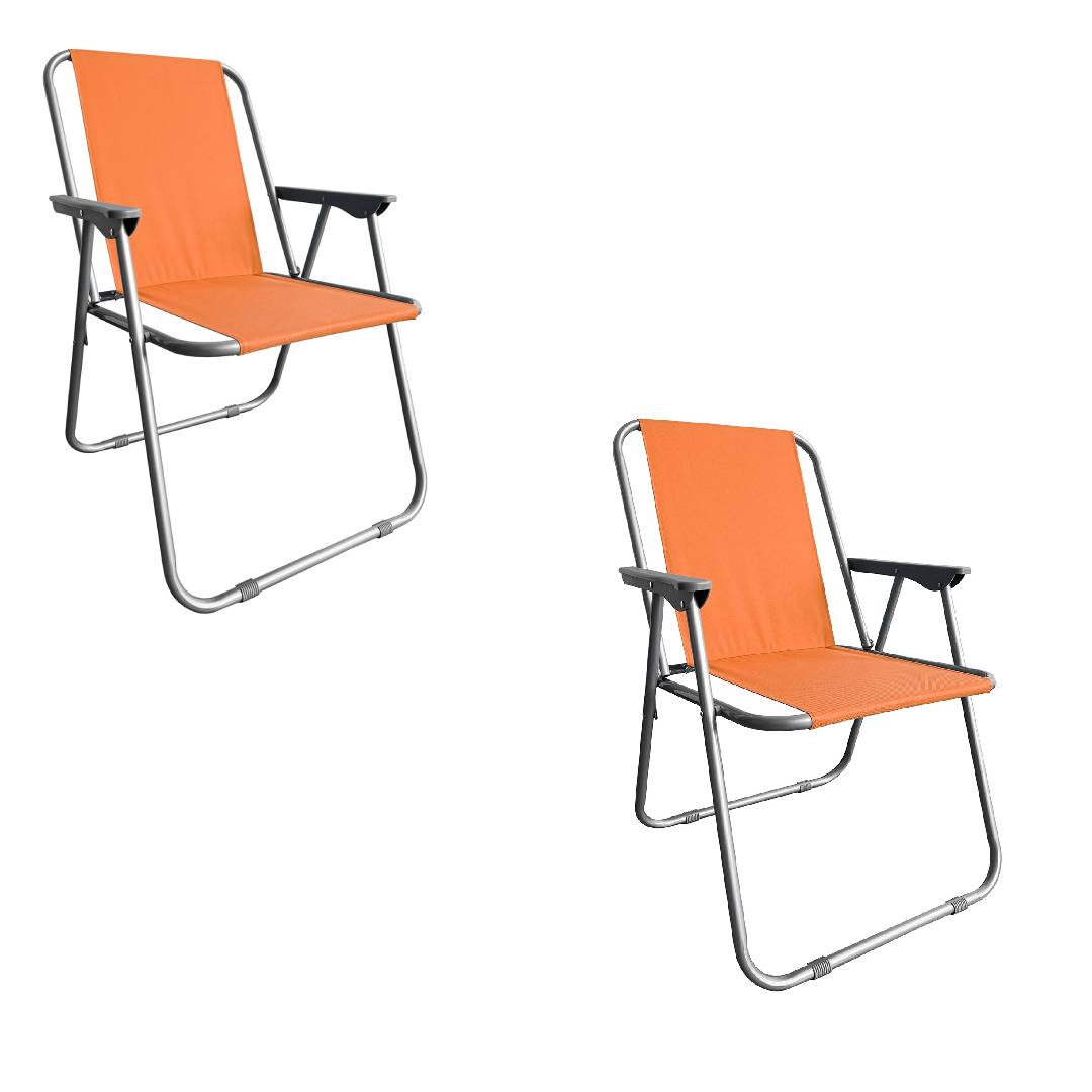 Campingstuhl Anglersessel Gartenstuhl Sessel mit Armlehne orange 2er Set