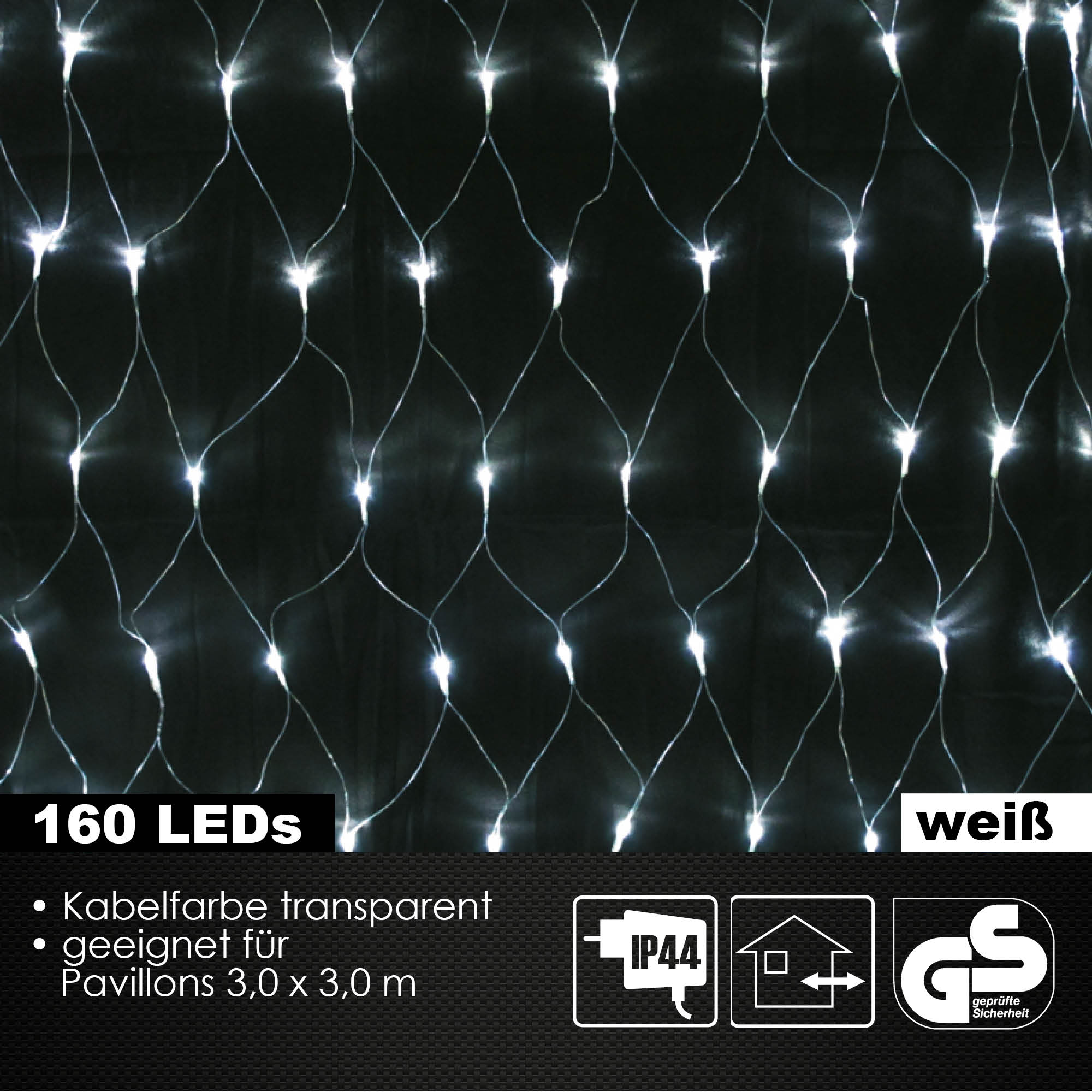 160er LED Lichternetz Lichterkette Außen Innen Party Weihnachtsbeleuchtung weiß