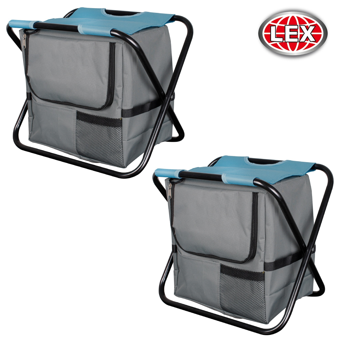 2er Set Anglersitz mit Kühltasche faltbar Campingstuhl Festivalstuhl Tragegurt