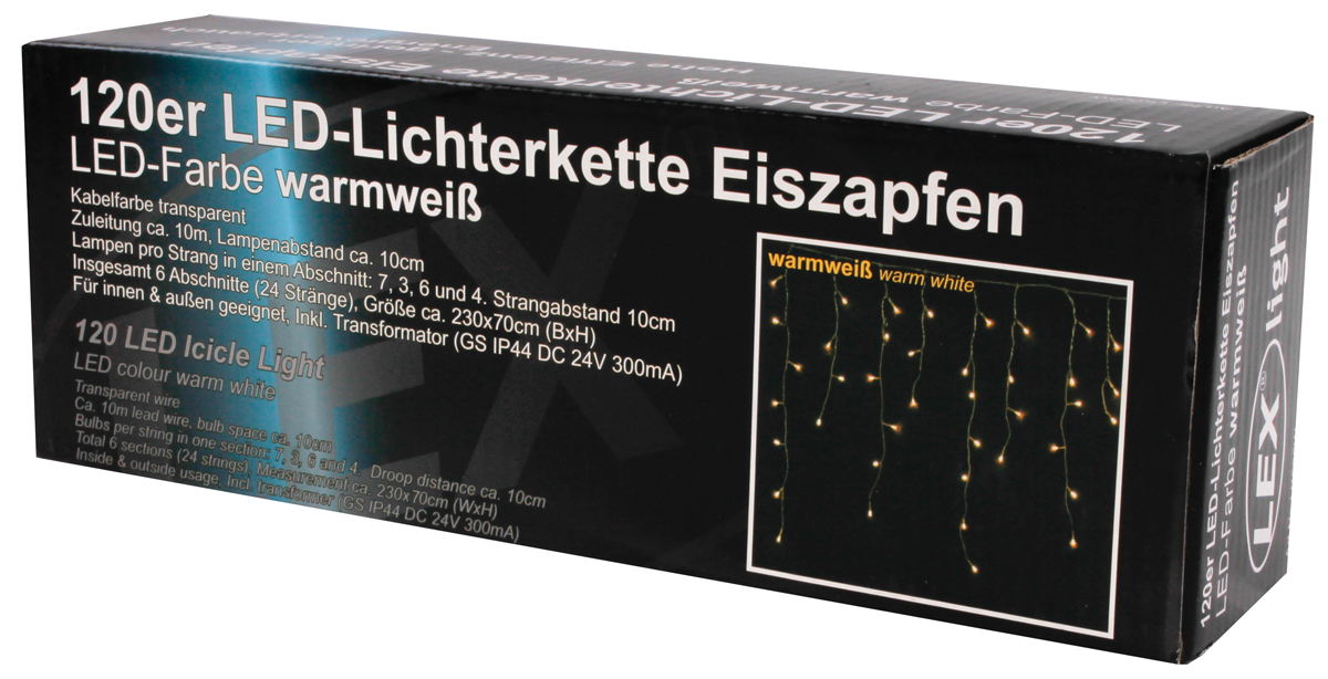 120er LED Eiszapfen Lichtervorhang Lichterkette Außen Innen Weihnachten warmweiß