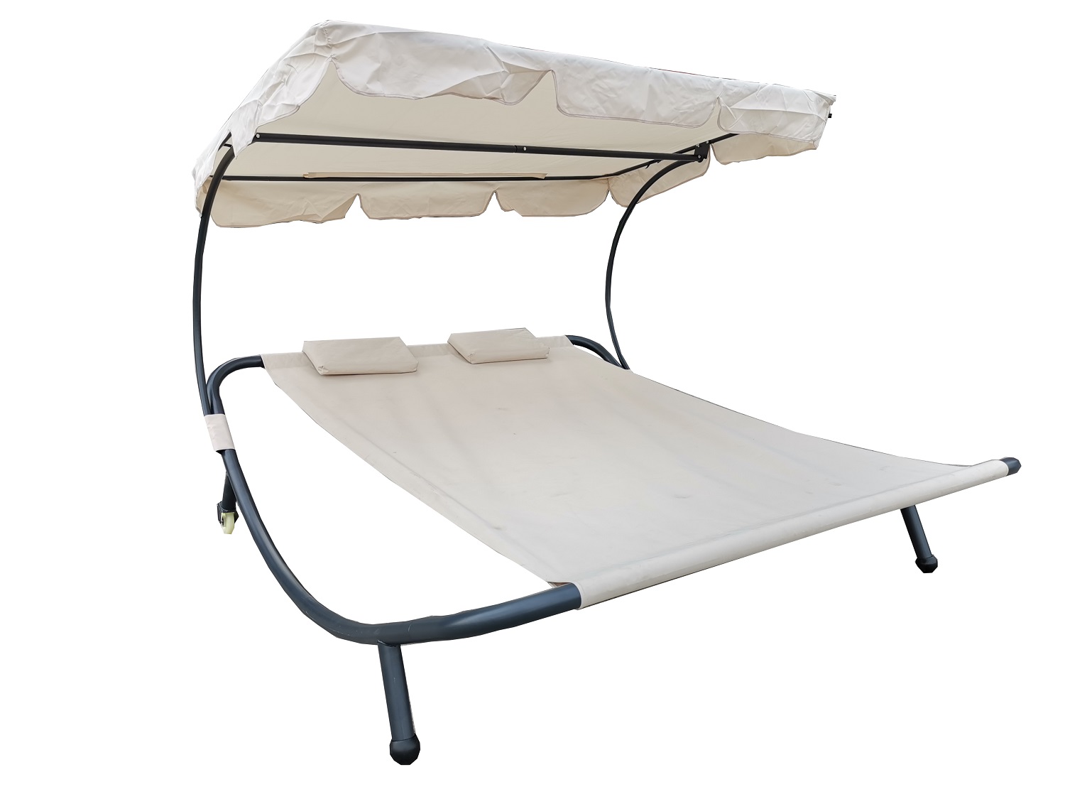 XXL Doppelsonnenliege mit Dach Kopfkissen Gartenliege Relaxliege Sonnenliege Beige