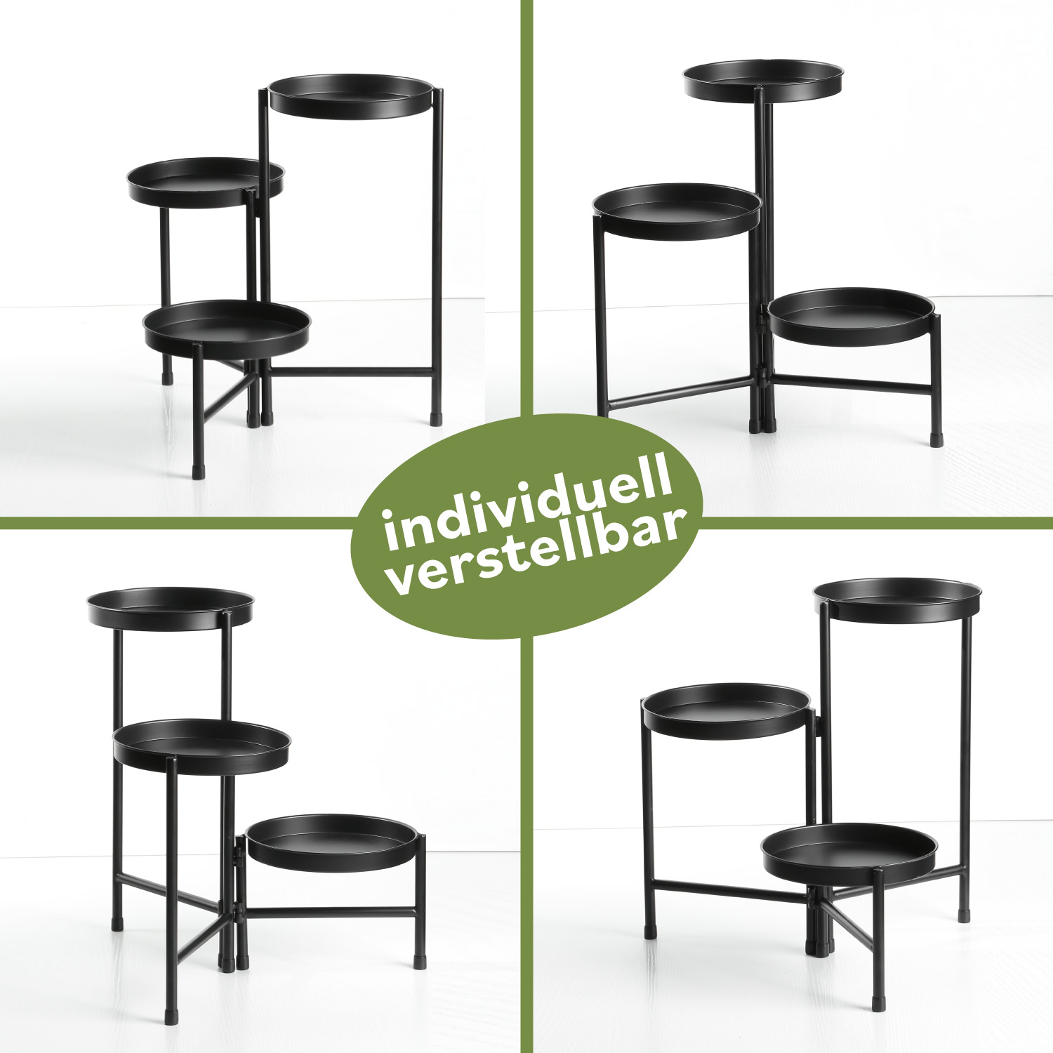 Pflanzenständer Blumentopfständer Pflanzenregal schwarz 3/5 Etagen wählbar