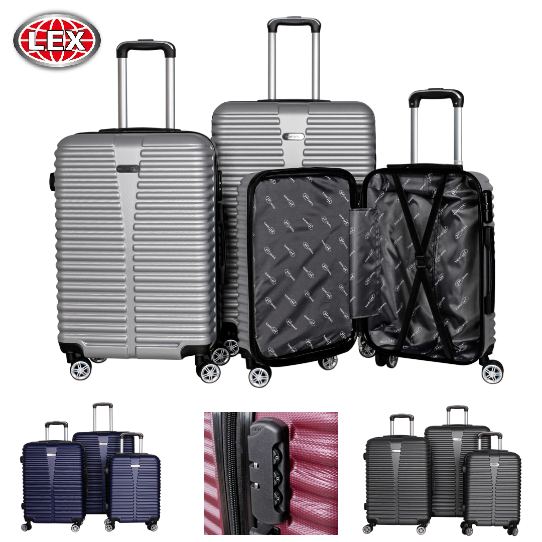 LEX 3tlg. ABS Reisekoffer Trolley Reisetasche Reisegepäck 4 Doppelräder Farbwahl