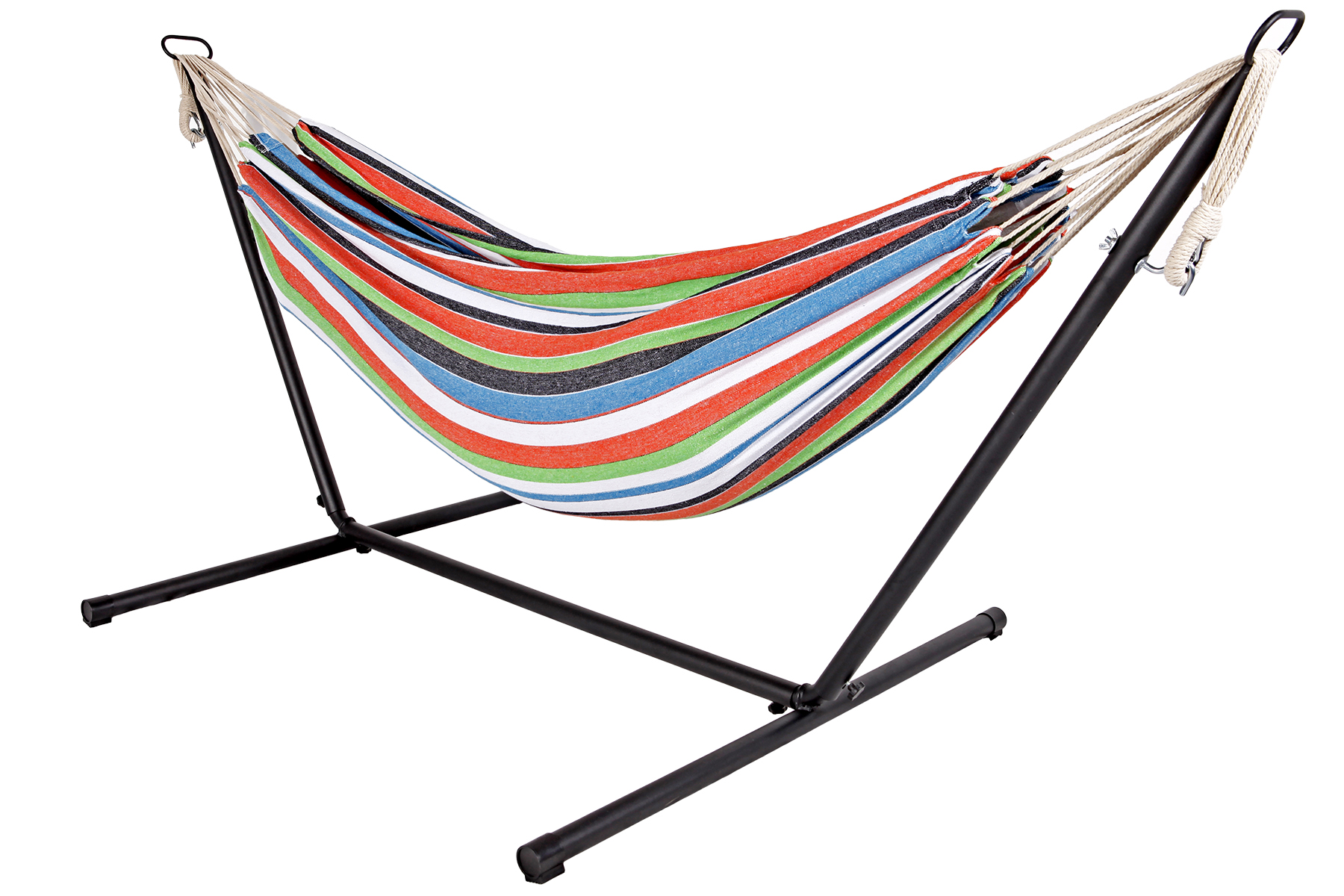 Doppel Hängematte mit Stahlgestell Hängeliege Hängesessel Hängeschaukel Vibrant striped