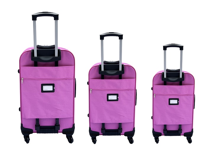 Reisekoffer Stoffkoffer Trolley Set 3 tlg. Rollkoffer Travel Gepäck Hangepäck Pink