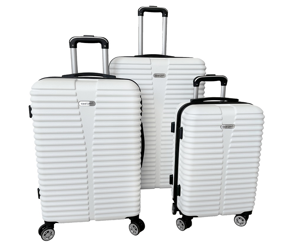 LEX 3tlg. ABS Reisekoffer Set Trolley Reisetasche Reisegepäck 4 Doppelräder Weiß