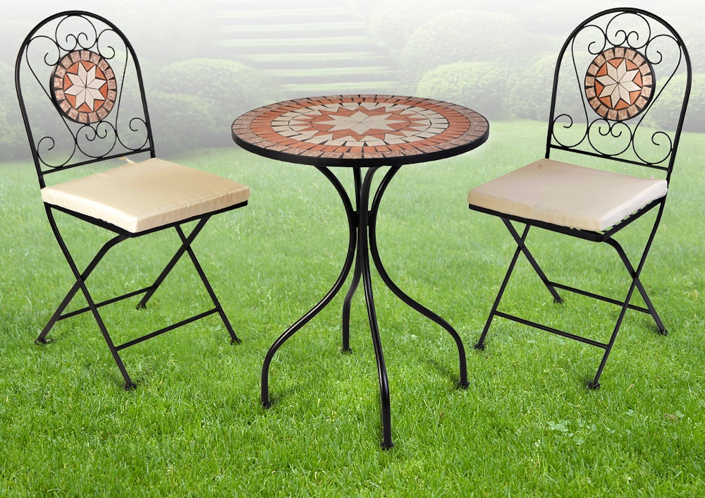 Mosaik Set Gartenset Gartengruppe Sitzgruppe Gartenmöbel klappbar Sitzkissen