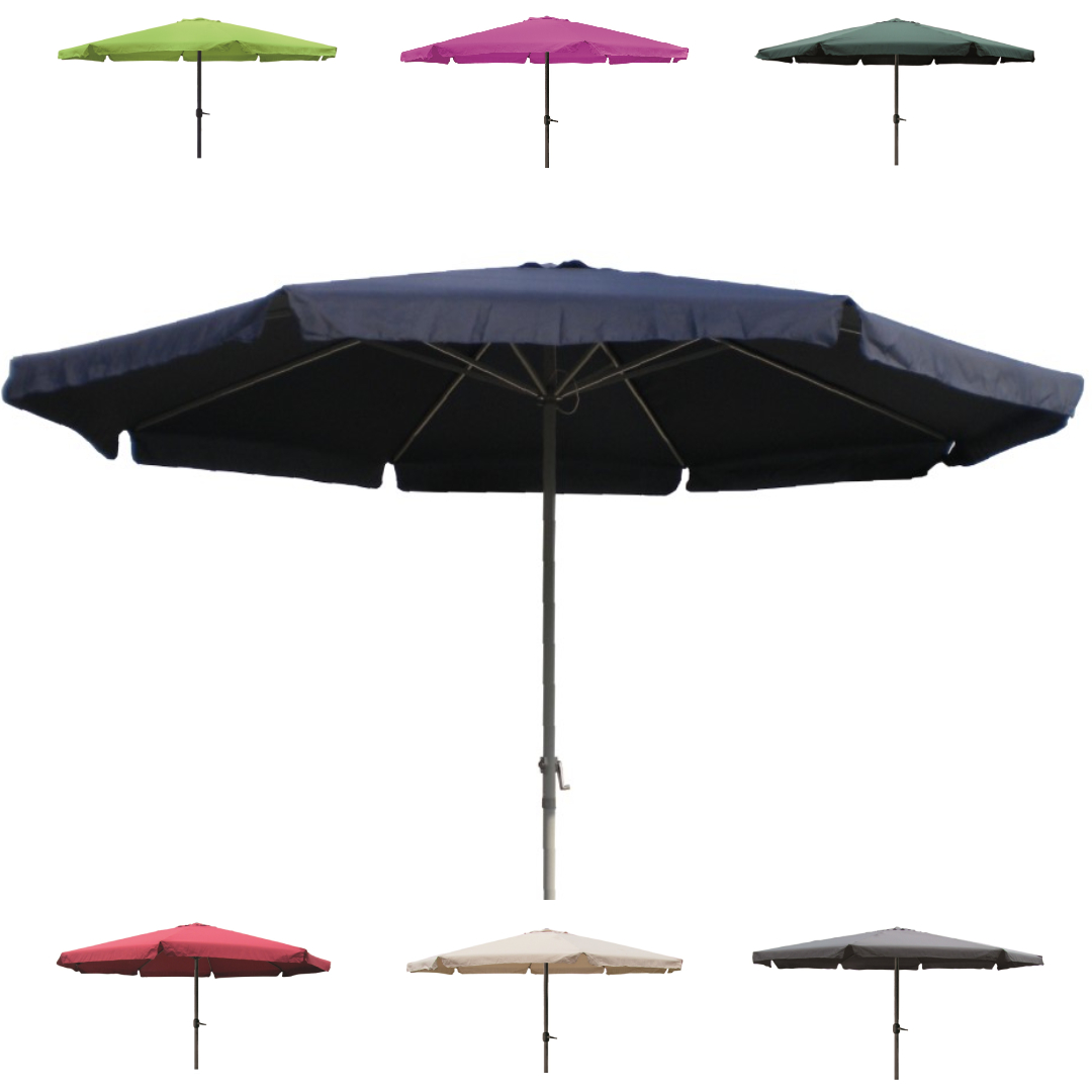 XXL Alu Sonnenschirm Ø 4 m UV30+ Kurbelschirm Gartenschirm Marktschirm Krempe