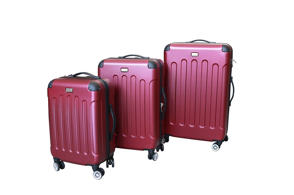 LEX 3tlg. ABS Hartschalen Reisekoffer Trolley Reisetasche Doppelräder burgundrot