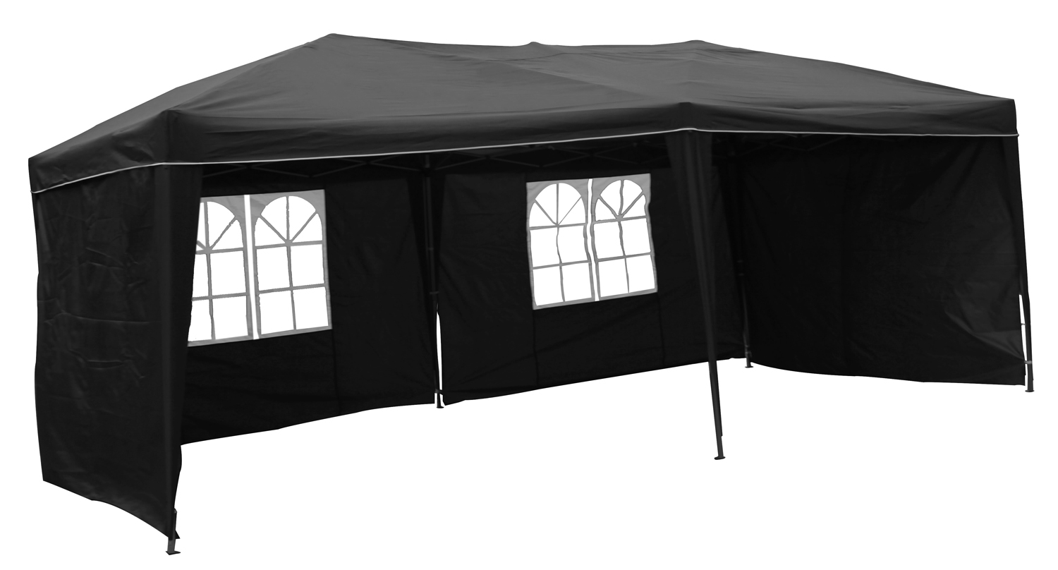 XXL Alu Faltpavillon 6x3m Gartenpavillon Gartenzelt Partyzelt Wasserdicht Schwarz