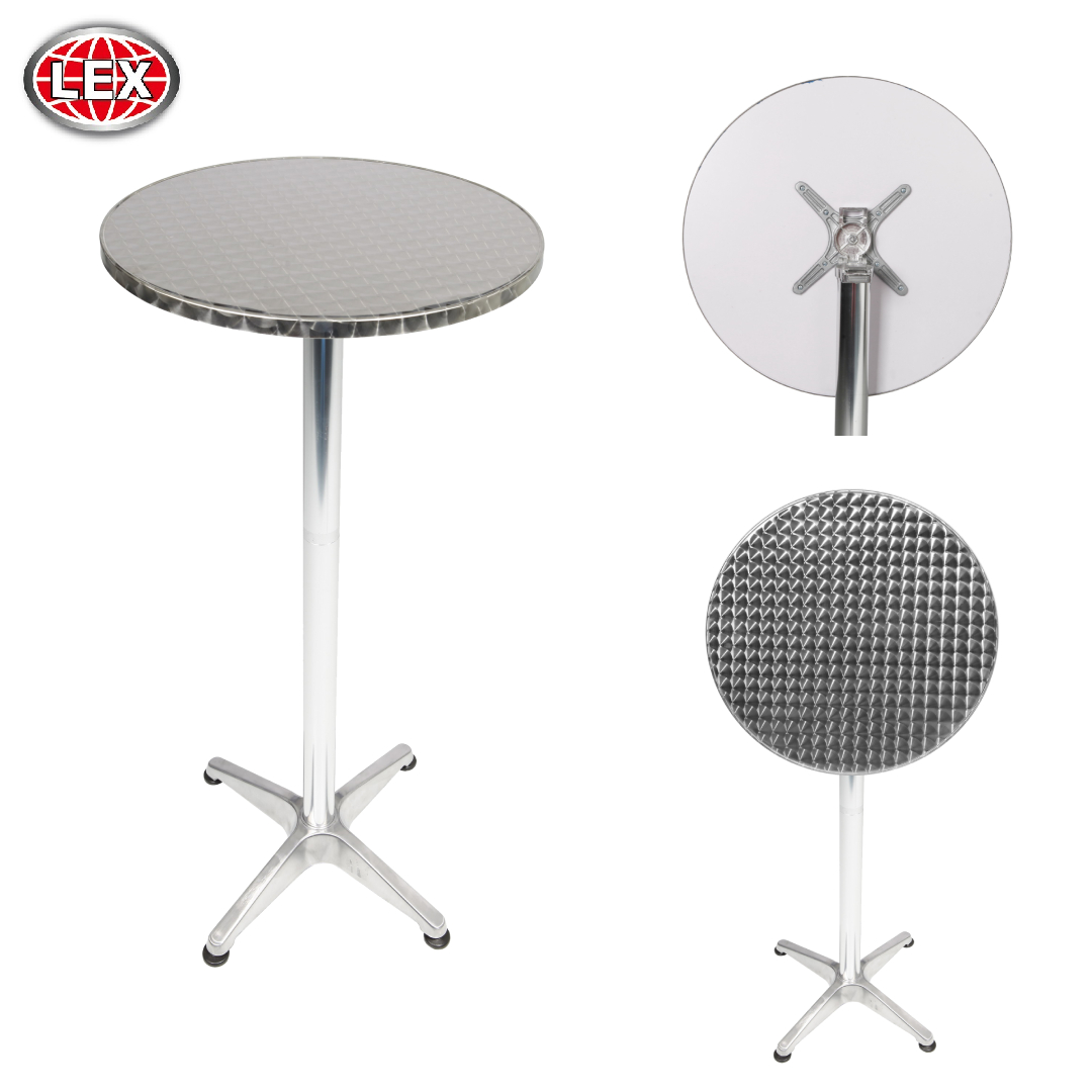 Alu Bistrotisch Balkontisch Garten Terrasse Glastisch rund klappbar ⌀ 60 cm