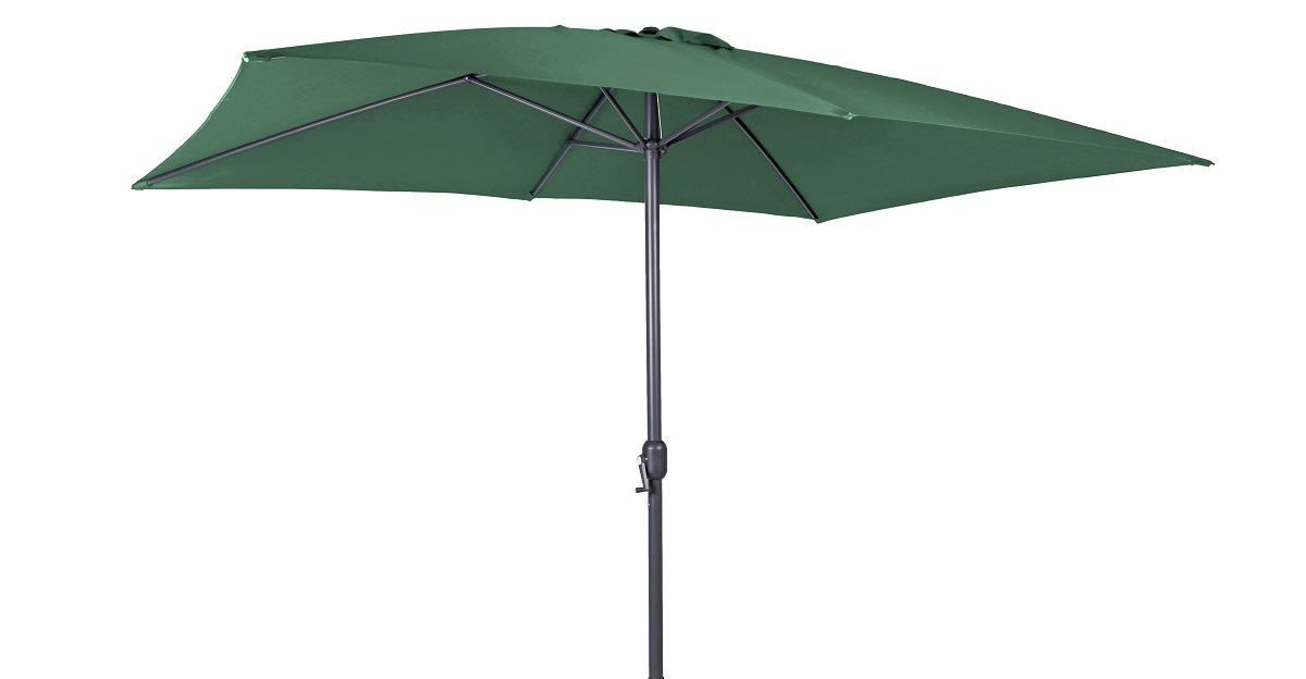 Alu Sonnenschirm 300x200 cm UV30+ rechteckig Kurbelschirm Gartenschirm grün