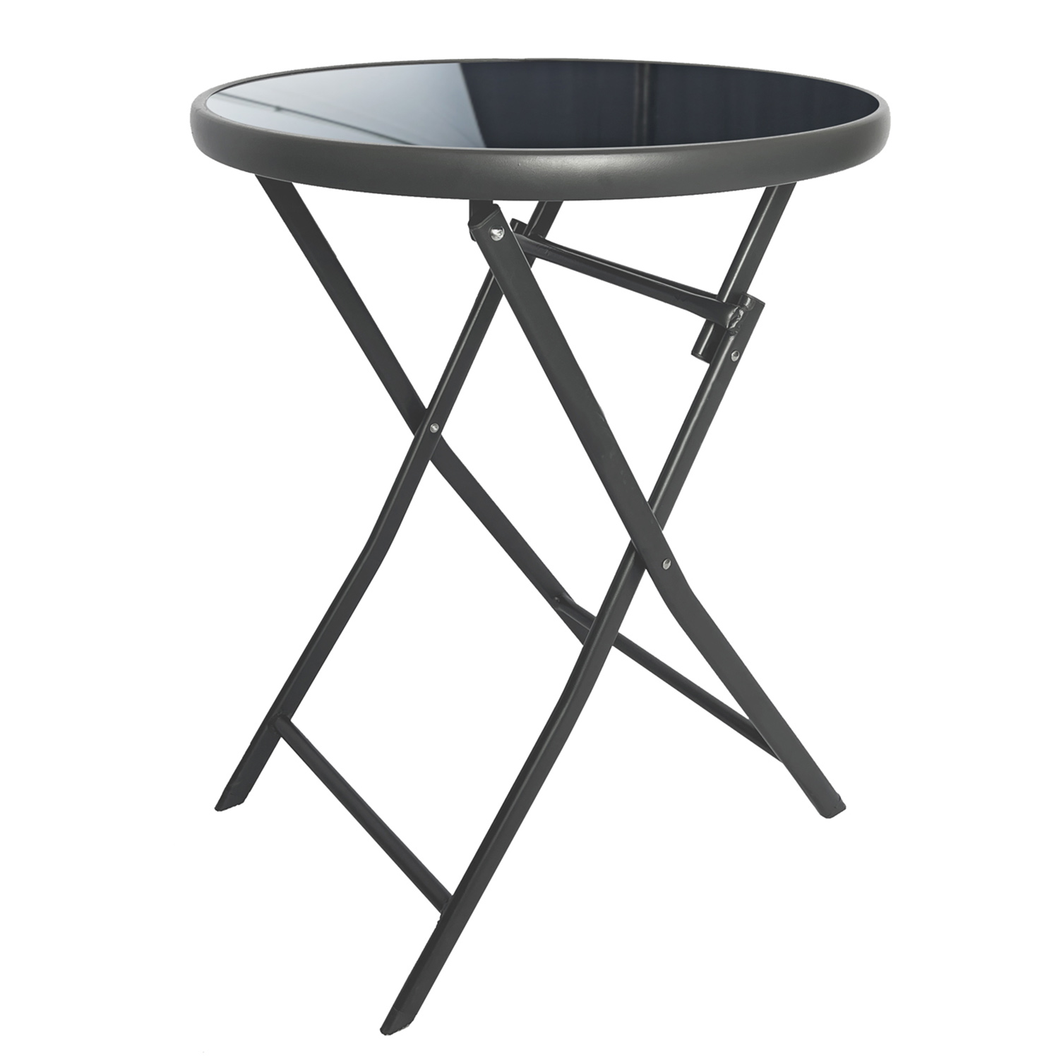 Klappbarer Bistrotisch Balkontisch Garten Terrasse Glastisch rund ⌀ 60 cm