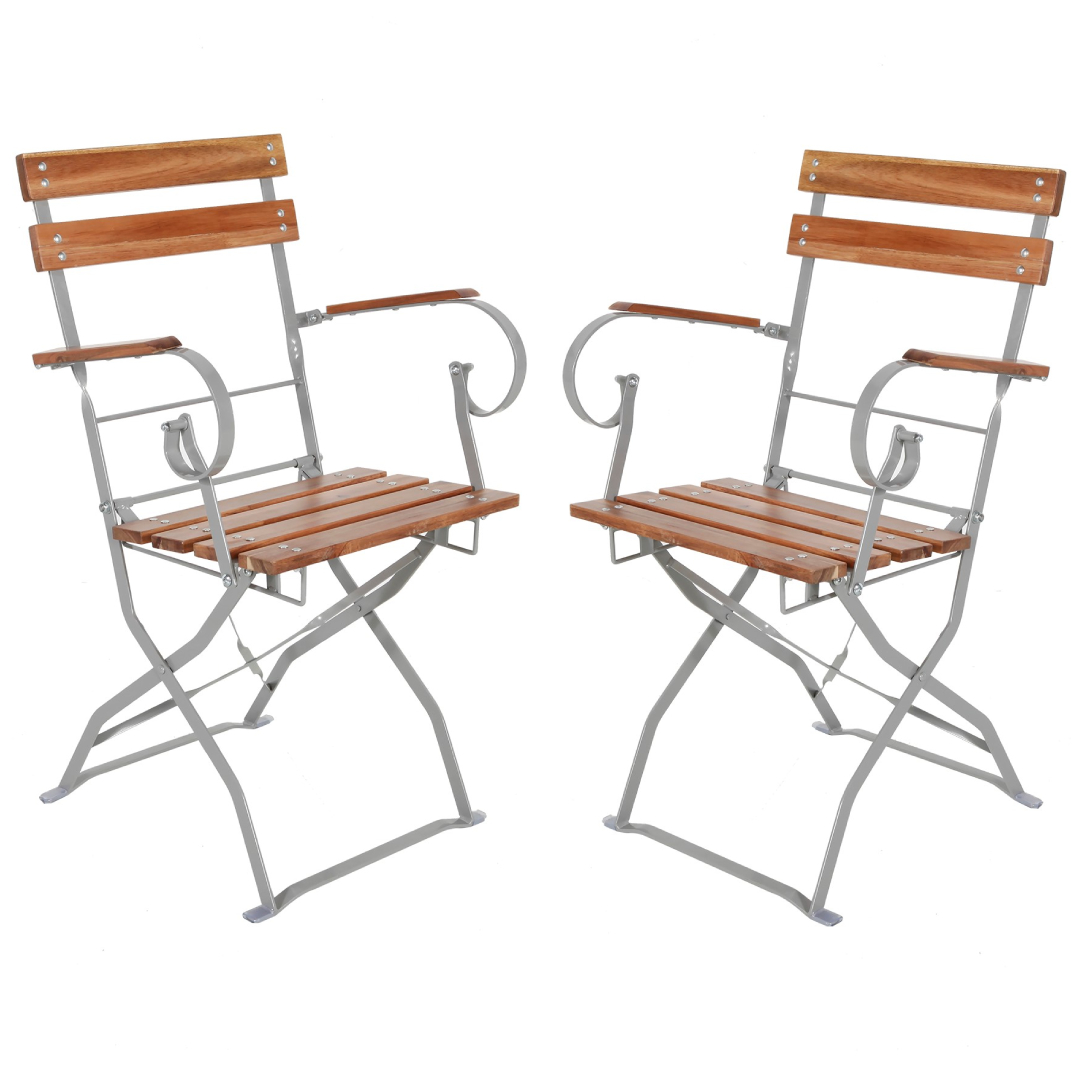 Biergarten Set Sitzgruppe Biergartenmöbel Armlehne Bank Stuhl Tisch 120x60 4tlg.