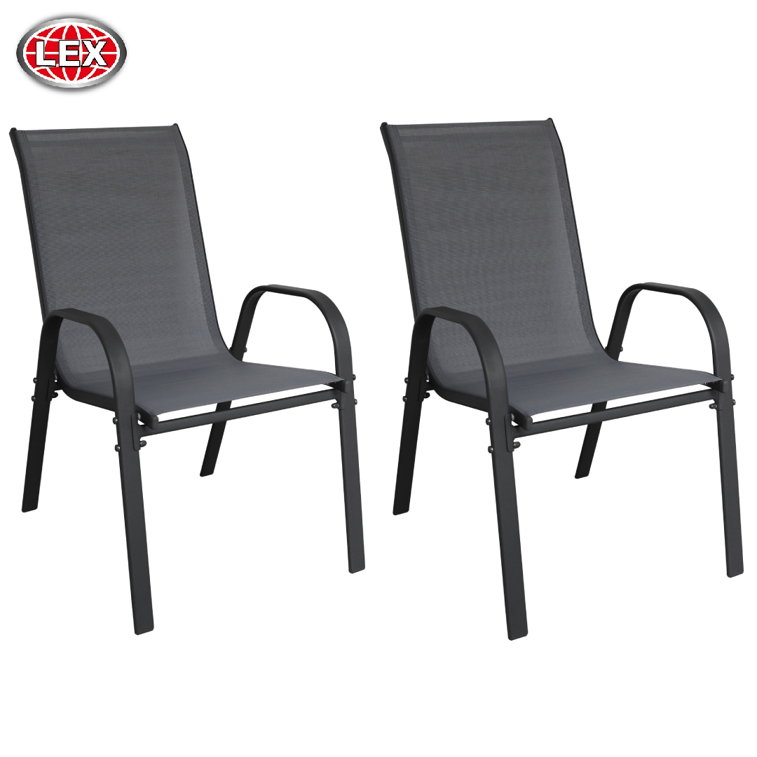 2er Set Stapelsessel Gartensessel Gartenstuhl Stapelstuhl Balkon anthrazit