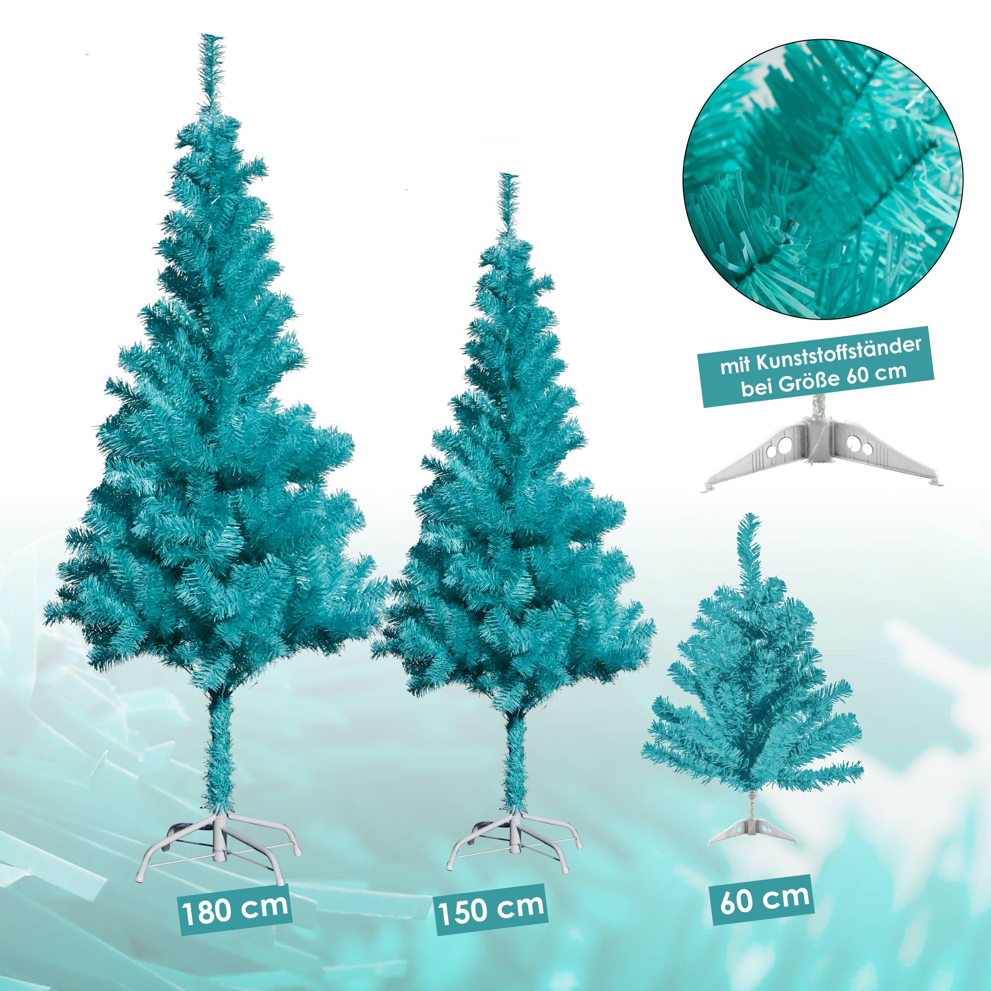 Künstlicher Weihnachtsbaum türkis inkl. Ständer Tannenbaum Christbaum 60-180cm