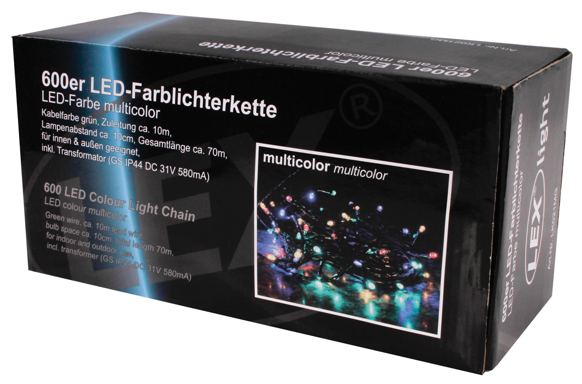 600er LED Lichterkette Außen Innen Partylicht Weihnachtslichterkette multicolor